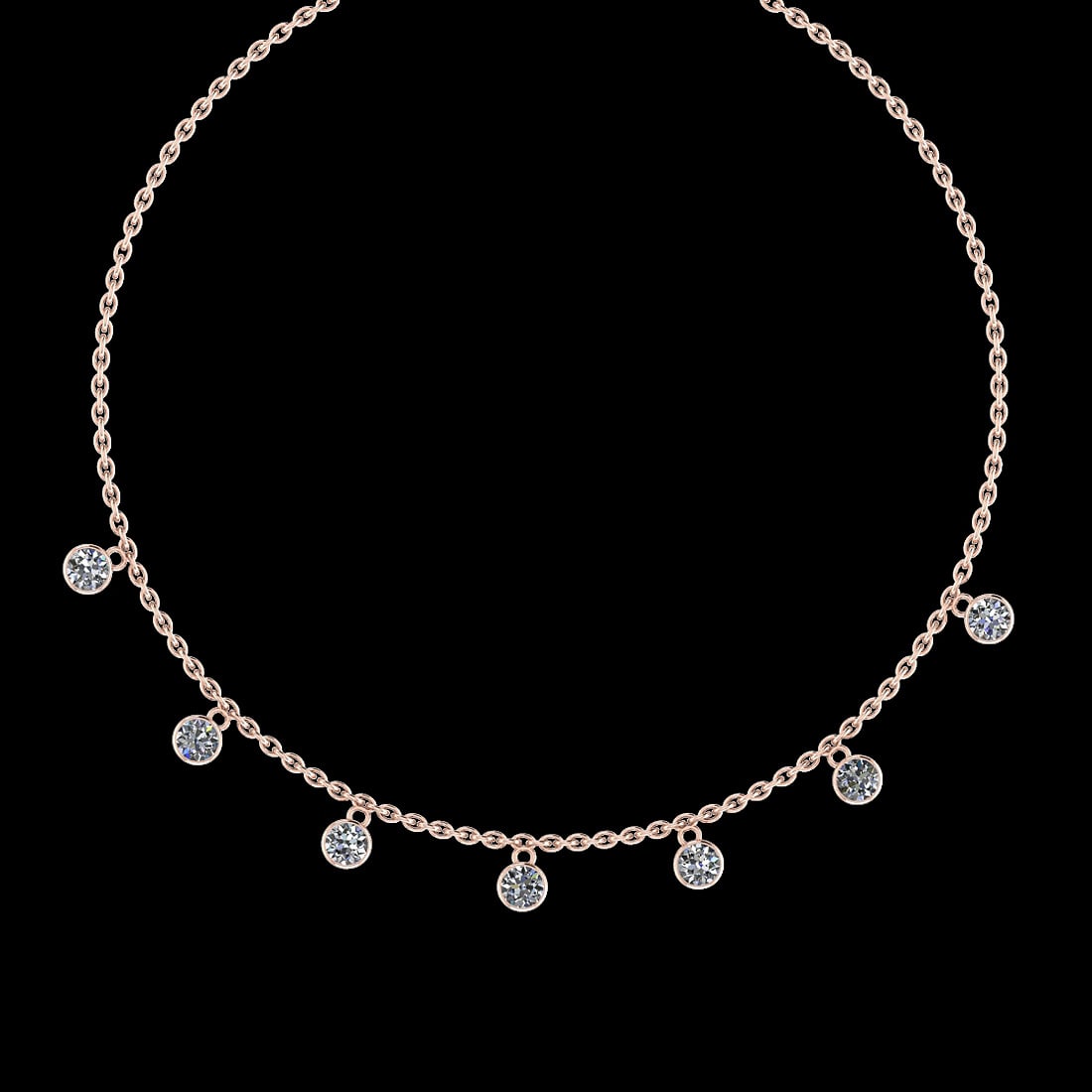 1.05 Ctw VS/SI1 Diamond 14K Rose Gold Yard Necklace (ALL DIAMOND ARE LAB GR: Center Diamond Weight : 1.05 Ctw (Round Cut) Center Diamond Color :- J-K Center Clarity : VS/SI1 Stone Setting : Prong 14K Rose Gold Yard Necklace (ALL DIAMOND ARE LAB GROWN ) Size-17 Inch (ALL DIAMON
