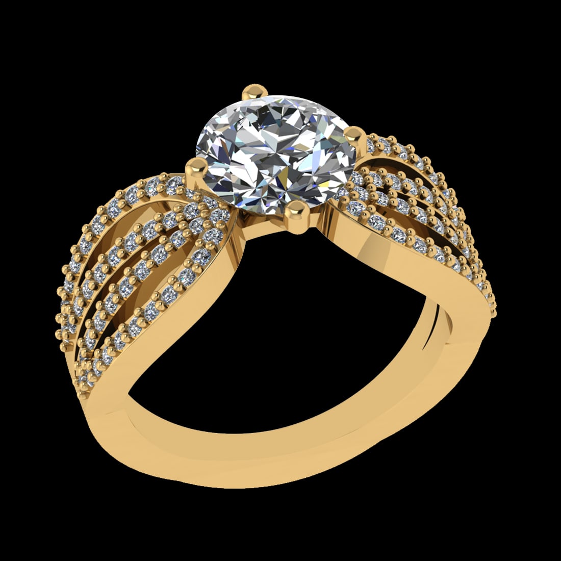 2.42 Ctw SI1/SI2 Diamond 10k Yellow Gold Engagement Ring (ALL DIAMOND ARE L: Center Daimond Weight :-2.00 Ctw ( Round Cut) Color : J-K Clarity : SI1/SI2 Side Diamond Weight Of Ctw 0.42 Ctw Color : J-K Clarity : SI1/SI2 Daimond Setting : Prong Metal Weight : Approx 5.48 gram 10