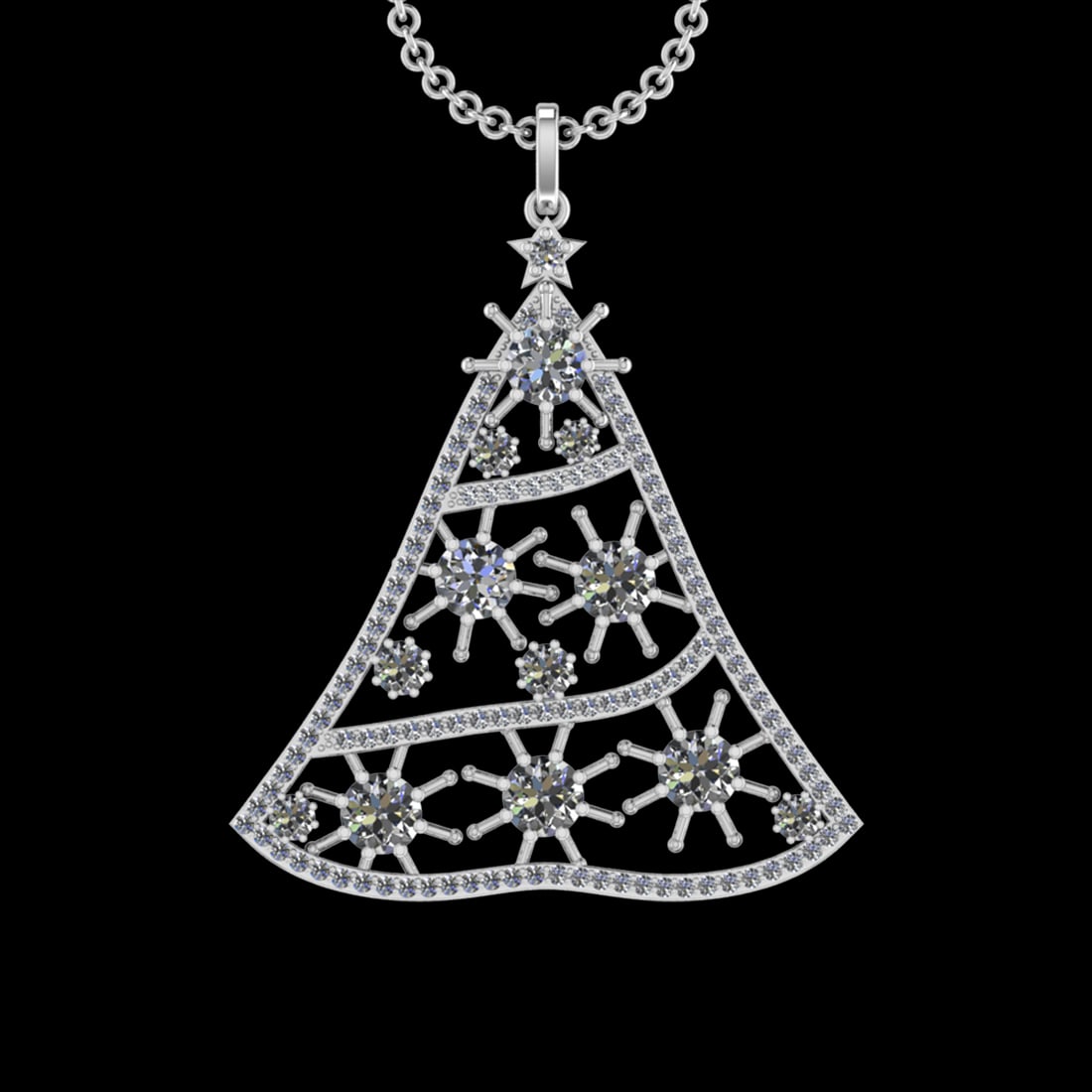 7.66 Ctw VS/SI1 Diamond 10k white Gold Christmas Theme Pandant (ALL DIAMOND (1 of 1)