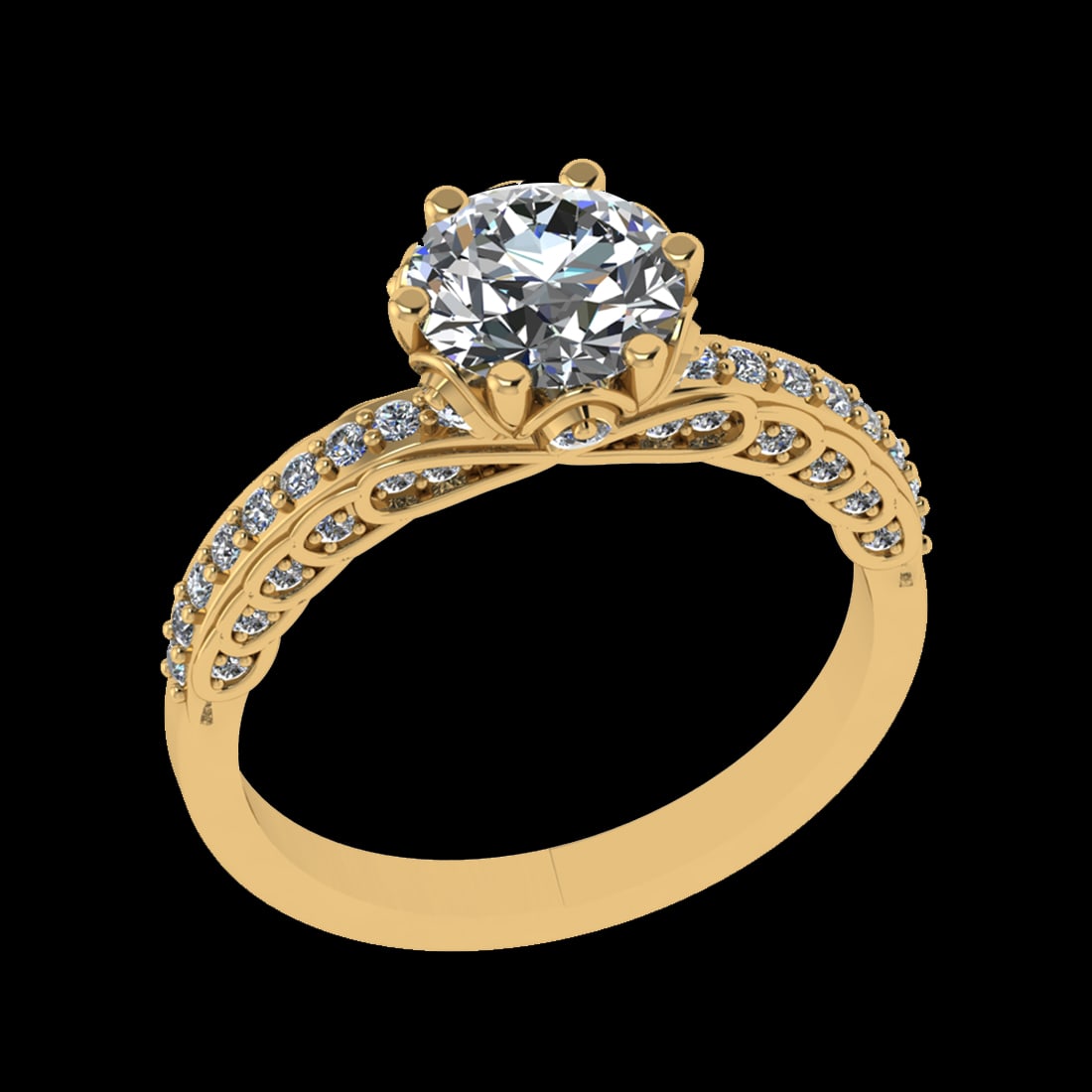 1.91 Ctw VS/SI1 Diamond Prong Set 10K Yellow Gold Engagement Ring: Center Daimond Weight :-1.30 Ctw ( Round Cut) Color : J-K Clarity : VS/SI1 Side Diamond Weight Of Ctw 0.61 Ctw Color : J-K Clarity : VS/SI1 Daimond Setting : Prong Metal Weight : Approx 4.33 gram 10K