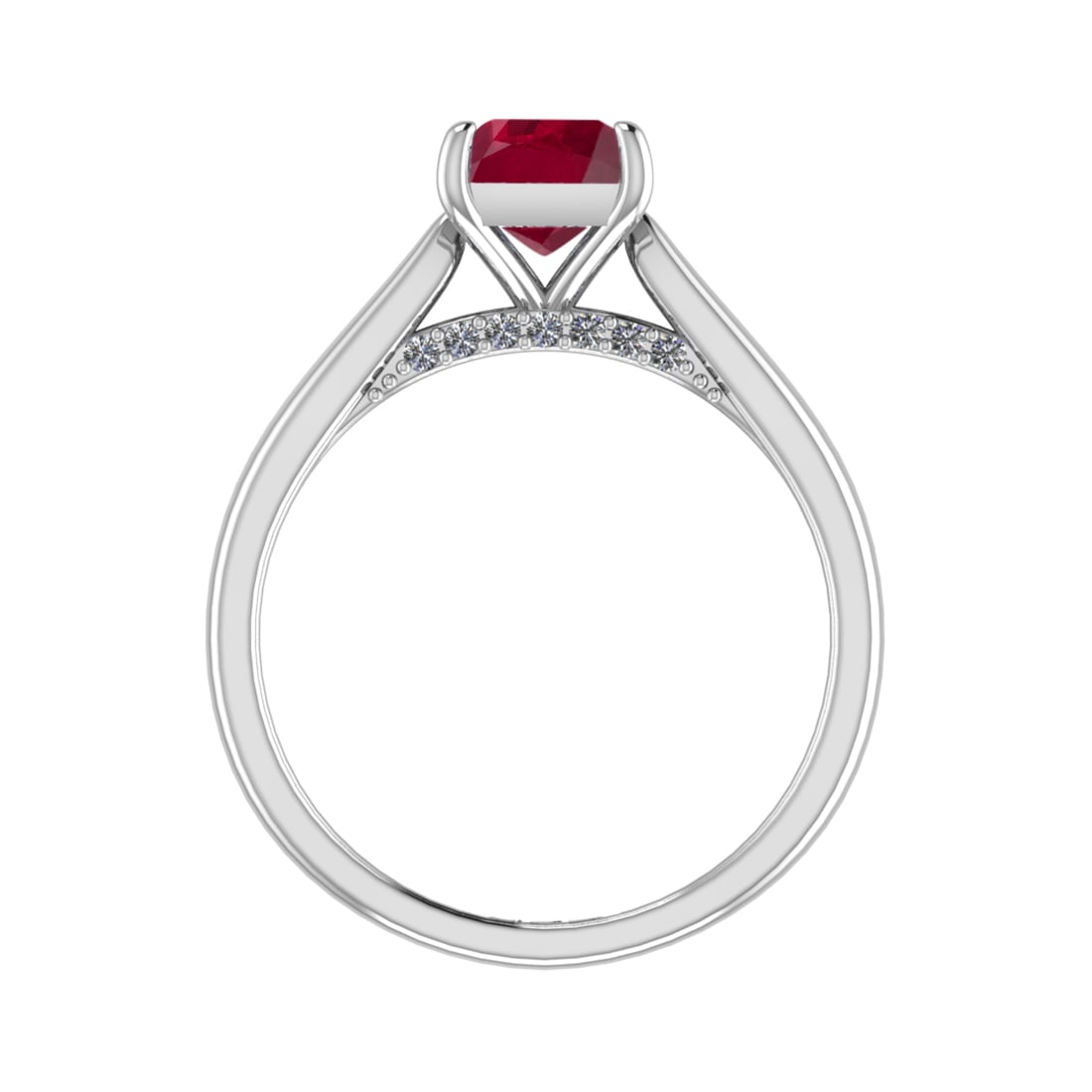 0.82 Ctw VS/SI1 Ruby and Diamond 14k white Gold Engagement Ring (ALL DIAMON: Center Stone Weight :-0.75 Ctw ( Princess Cut) Center Stone Color :-Ruby Center Stone Setting : Prong Side Diamond Weight Of Ctw :- 0.07 Ctw Color : J-K Clarity : VS/SI1 Daimond Setting : Prong Metal