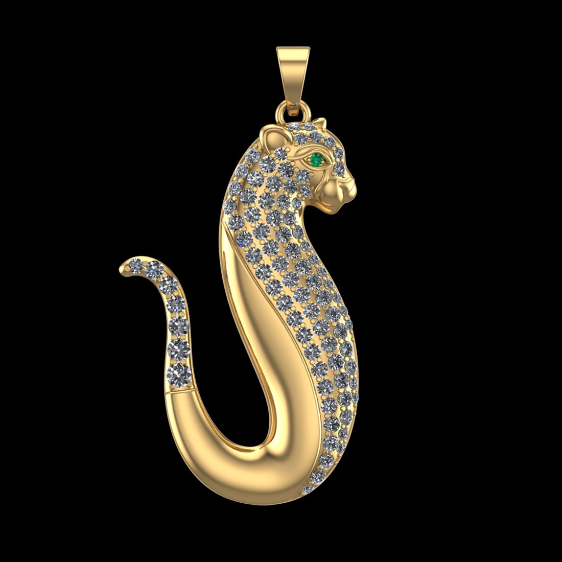 1.86 Ctw VS/SI1 Diamond Prong Set 18k Yellow Gold Pendant (ALL DIAMOND ARE: Eye Stone Weight :- 0.02 ctw Eye Stone Color :- Emerald Total Daimond Weight :-1.84 Ctw Color : G-H Clarity : VS/SI1 Setting : Prong Metal Weight : Approx 29.27 gram 18k Yellow Gold Pendant (ALL DIAMO