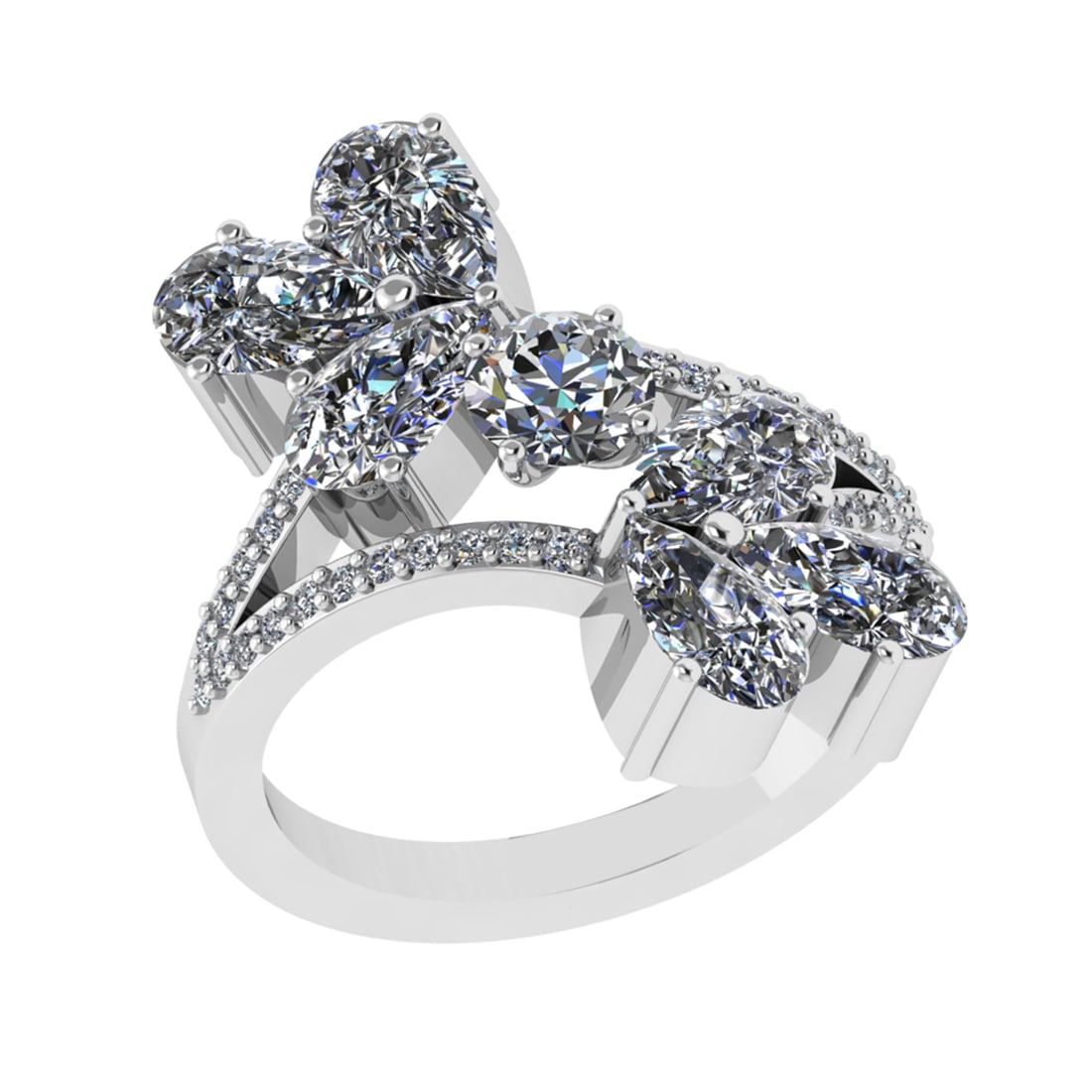 2.22 Ctw SI1/SI2 Diamond 14k white Gold Engagement Ring (ALL DIAMOND ARE LA: Center Daimond Weight :-2.00 Ctw ( Round & Pear Cut) Color : G-H Clarity : SI1/SI2 Side Diamond Weight Of Ctw 0.22 Ctw Color : G-H Clarity : SI1/SI2 Daimond Setting : Prong Metal Weight : Approx 5.48