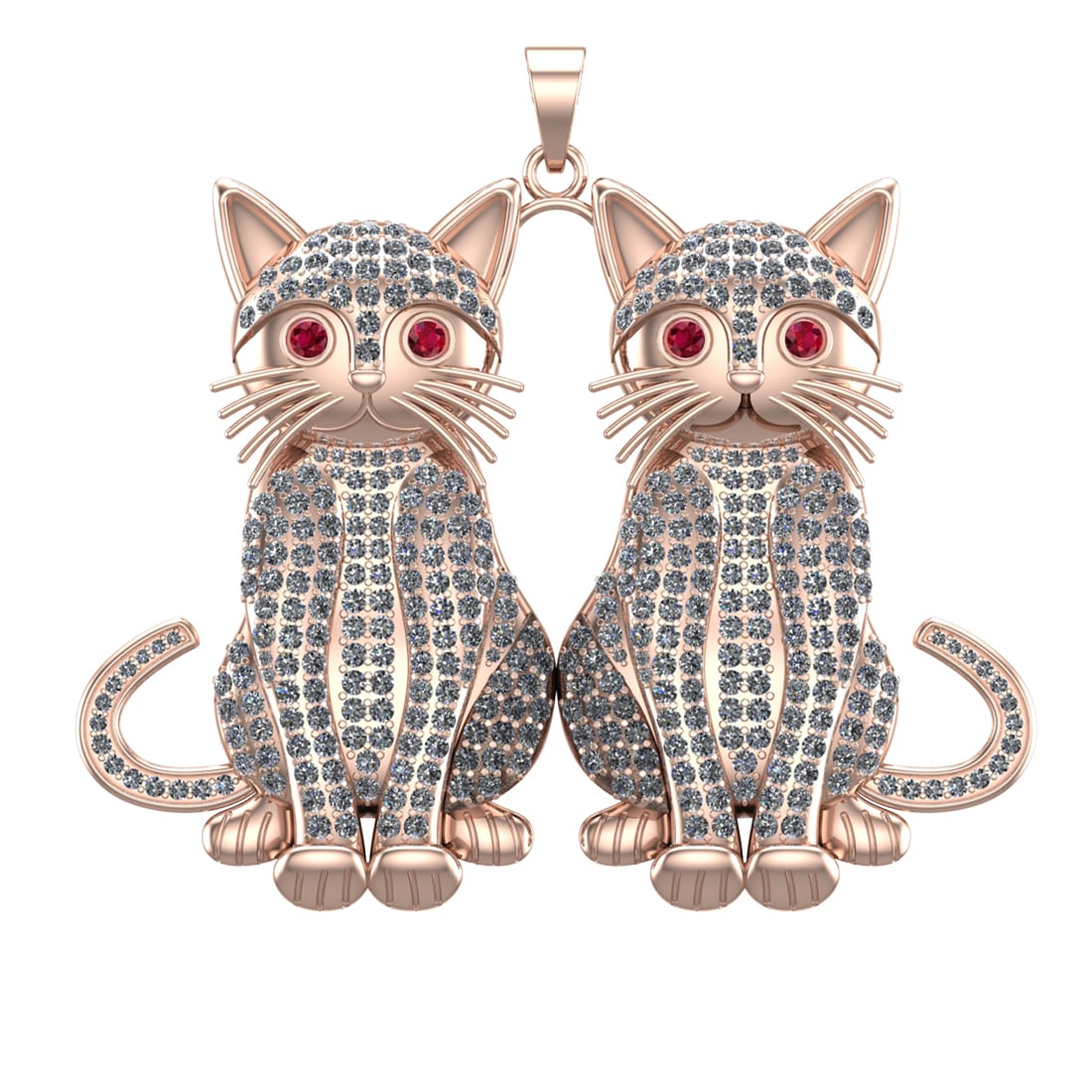 7.10 Ctw VS/SI1 Diamond 14k Rose Gold Creature theme Pendant (ALL DIAMOND A: Eye stone Weight :- 0.27 ctw Eye Stone Color :-Ruby Setting : Prong Total Daimond Weight :-6.83 Ctw Color : J-K Clarity : VS/SI1 Setting : Prong Metal Weight : Approx 65.51 gram 14k Rose Gold Creature