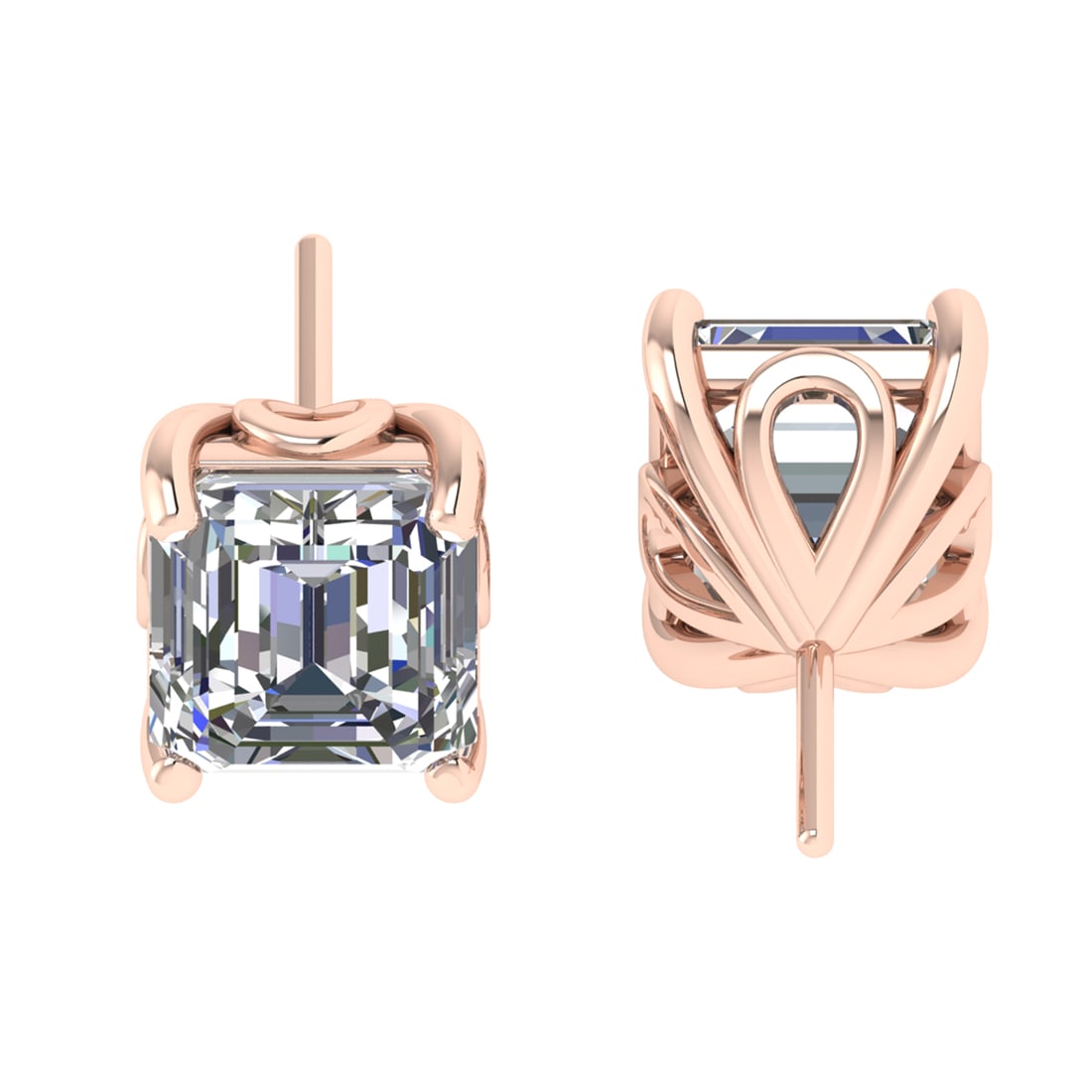 4.00 Ctw SI2/SI1 Diamond Prong Set 14k Rose Gold Studs Earrings (ALL DIAMON: Center Daimond Weight :-4.00 Ctw ( Princess Cut) Color : G-H Clarity : SI2/SI1 Metal Weight : Approx 2.50 Gram 14k Rose Gold Studs Earrings (ALL DIAMOND ARE LAB GROWN ) #3SS97600v15