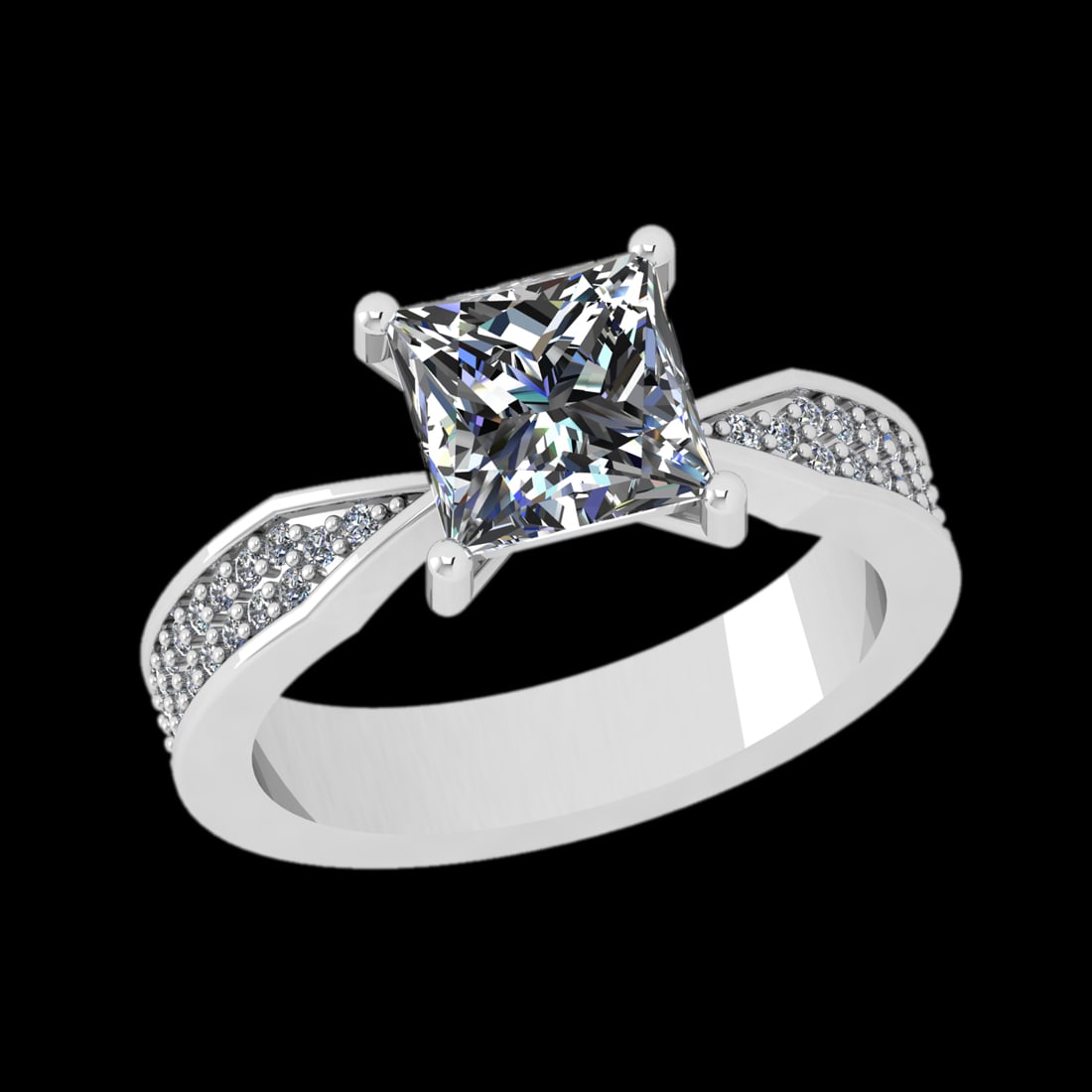 2.44 Ctw VS/SI1 Diamond Prong Set 10k white Gold Engagement Ring: Center Daimond Weight :-2.00 Ctw ( Princess Cut) Color : J-K Clarity : VS/SI1 Side Diamond Weight Of Ctw 0.44 Ctw Color : J-K Clarity : VS/SI1 Daimond Setting : Prong Metal Weight : Approx 4.91 gram 1