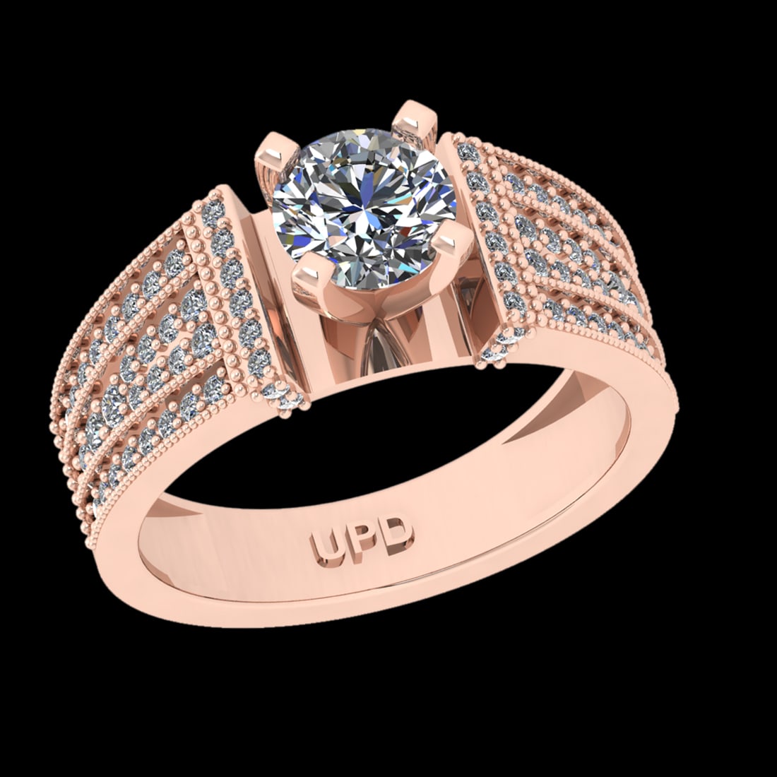 1.26 Ctw VS/SI1 Diamond Prong Set 10k Rose Gold Engagement Ring( (ALL DIAMO: Center Daimond Weight :-0.84 Ctw ( Round Cut) Color : J-K Clarity : VS/SI1 Side Diamond Weight Of Ctw 0.42 Ctw Color : J-K Clarity : VS/SI1 Daimond Setting : Prong Metal Weight : Approx 5.37 gram 10k