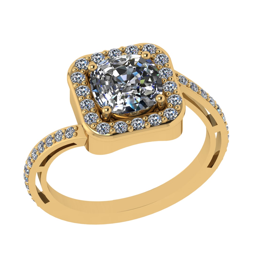 2.44 Ctw VS/SI1 Diamond Prong Set 14k Yellow Gold Engagement Ring: Center Daimond Weight :-2.00 Ctw ( Cushion Cut) Color : G-H Clarity : VS/SI1 Side Diamond Weight Of Ctw 0.44 Ctw Color : G-H Clarity : VS/SI1 Daimond Setting : Prong Metal Weight : Approx 4.91 gram 14