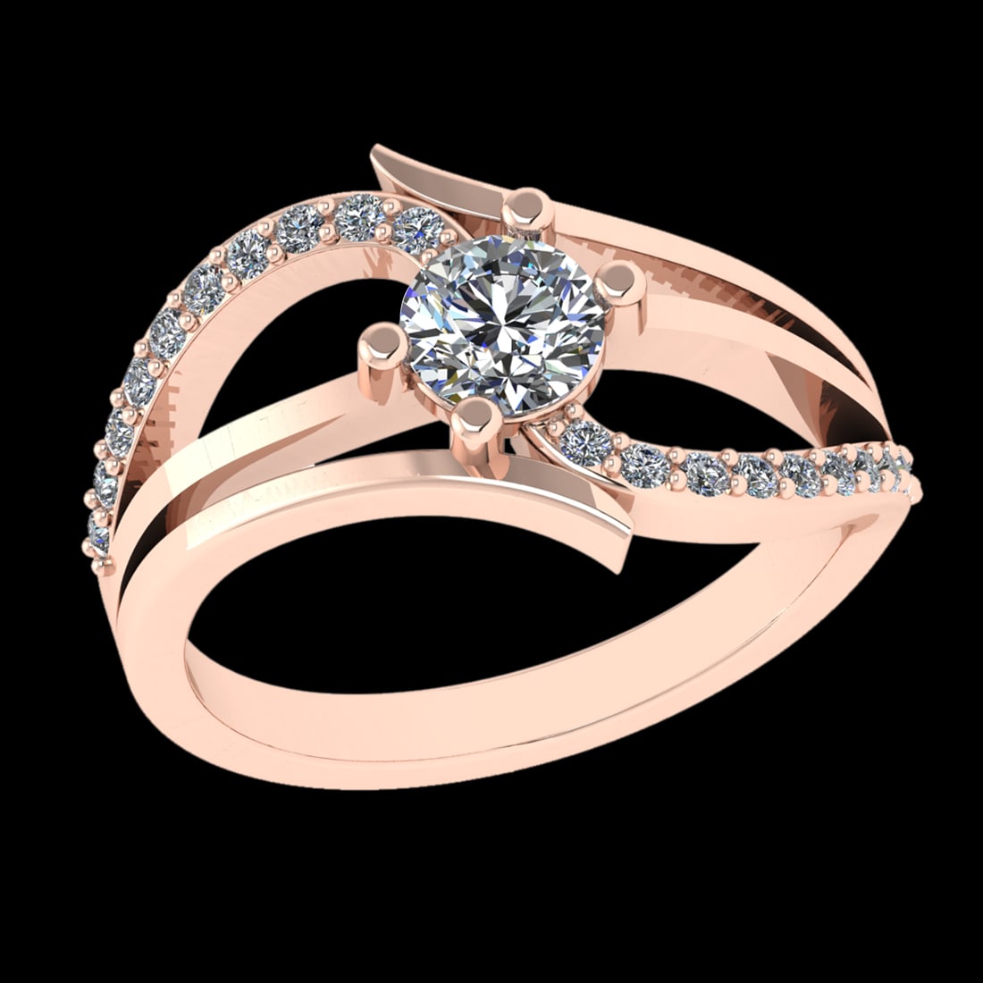 0.72 Ctw SI1/SI2Diamond Prong Set 10k Rose Gold Engagement Ring (ALL DIAMON: Center Daimond Weight :-0.50 Ctw ( Round Cut) Color : J-K Clarity : SI1/SI2 Side Diamond Weight Of Ctw 0.22 Ctw Color : J-K Clarity : SI1/SI2 Daimond Setting : Prong Metal Weight : Approx 3.86 gram 10