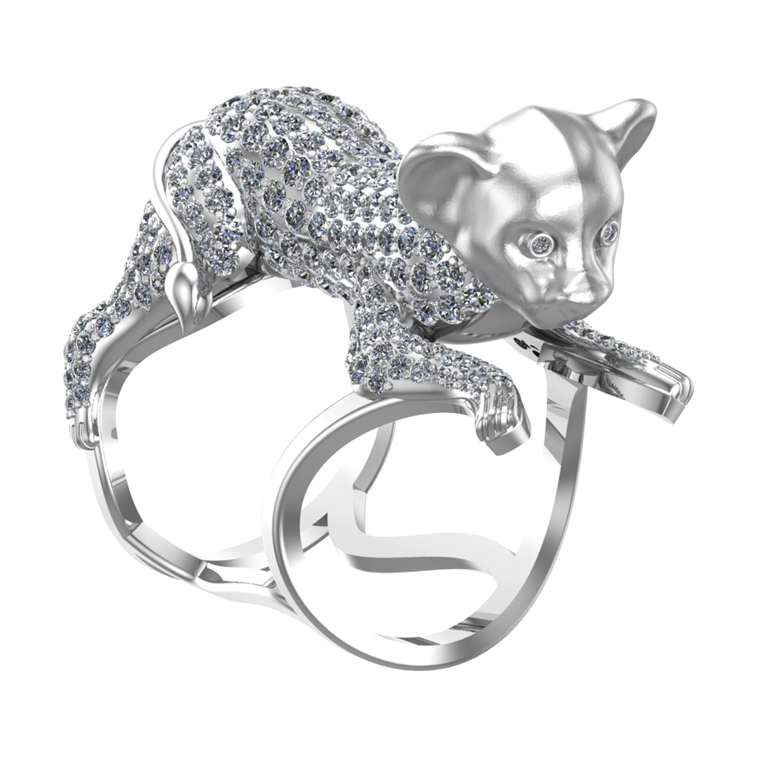 6.31 Ctw SI2/SI1 Diamond Prong Set 14k white Gold Creature animal theme Rin: Total Daimond Weight :-6.31 Ctw Color : G-H Clarity : SI2/SI1 Setting : Prong Metal Weight : Approx 29.20 gram 14k White Gold Creature animal theme Ring Size 8 (ALL DIAMOND ARE LAB GROWN) #3SS22584v15