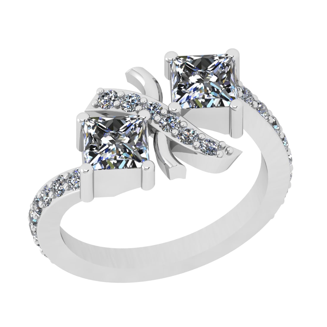 1.96 Ctw SI2/SI1 Diamond Prong Set 14k white Gold Engagement Ring: Center Daimond Weight :-1.50 Ctw ( Princess Cut) Color : G-H Clarity : SI2/SI1 Side Diamond Weight Of Ctw 0.46 Ctw Color : G-H Clarity : SI2/SI1 Daimond Setting : Prong Metal Weight : Approx 4.33 gram