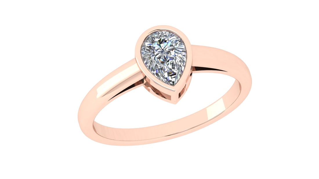 0.75 Ctw SI2/SI1 Diamond Bezel Set 14k Rose Gold Solitaire Ring (1 of 2)
