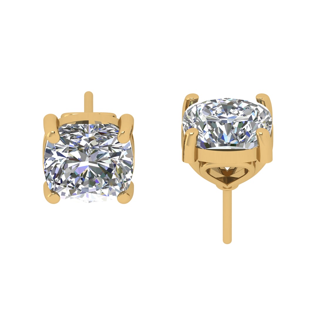 6.00 Ctw SI2/SI1 Diamond Prong Set 14k Yellow Gold Studs Earrings (ALL DIAM: Center Daimond Weight :-6.00 Ctw ( Cushion Cut) Color : G-H Clarity : SI2/SI1 Metal Weight : Approx 2.37 Gram 14k Yellow Gold Studs Earrings (ALL DIAMOND ARE LAB GROWN ) #3SS97593v15