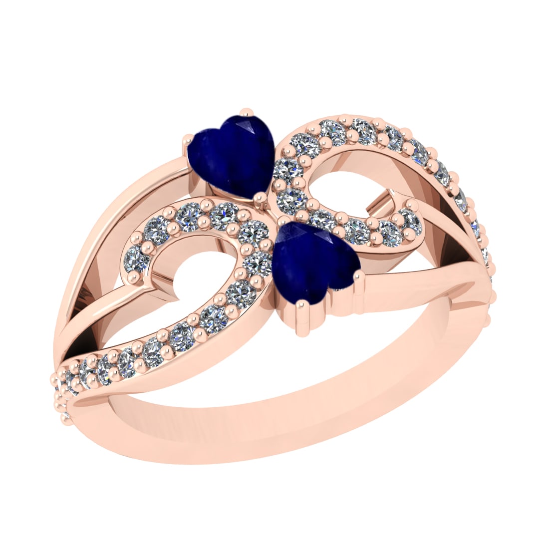 1.01 Ctw VS/SI1 Blue Sapphire and Diamond Prong Set 14k Rose Gold Engagemen: Center Stone Weight :-0.50 Ctw ( Heart Cut ) Center Stone Color :-Blue Sapphire Center Stone Setting : Prong Side Diamond Weight Of Ctw :- 0.51 Ctw Color : J-K Clarity : VS/SI1 Daimond Setting : Prong