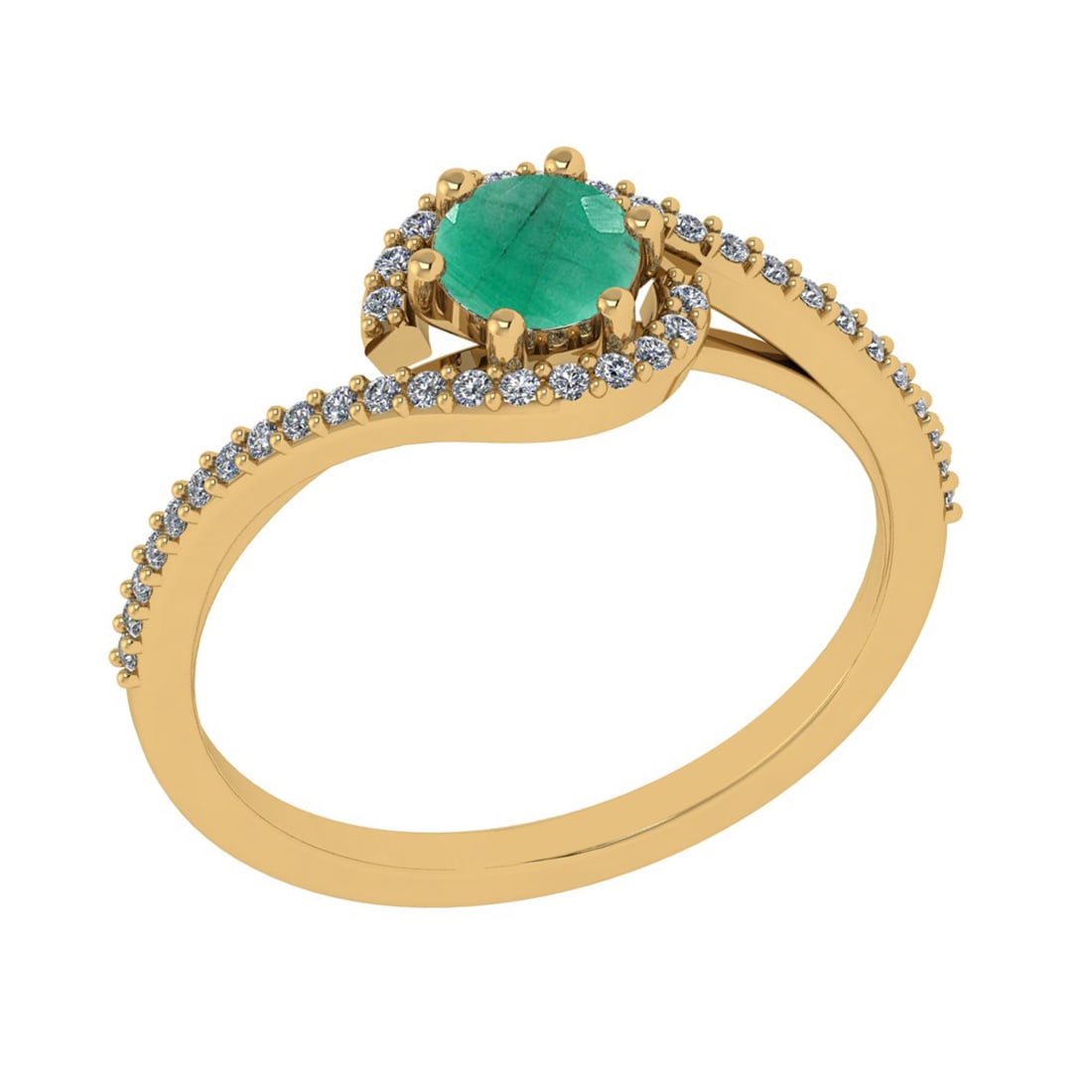 0.69 Ctw VS/SI1 Emerald and Diamond 14K Yellow Gold Engagement Ring (ALL DI: Center stone Weight :-0.50 Ctw ( Round Cut) Center Stone Color :- Emerald Center Stone Setting : Prong Side Diamond Weight Of Ctw 0.19 Ctw Color : G-H Clarity : VS/SI1 Stone Setting : Prong Metal Weig