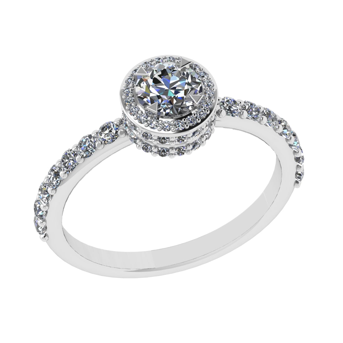 1.21 Ctw VS/SI1 Diamond Prong Set 14k white Gold Engagement Ring (ALL DIAMO: Center Daimond Weight :-0.50 Ctw ( Round Cut) Color : G-H Clarity : VS/SI1 Side Diamond Weight Of Ctw 0.71 Ctw Color : G-H Clarity : VS/SI1 Daimond Setting : Prong Metal Weight : Approx 3.28 gram 14k