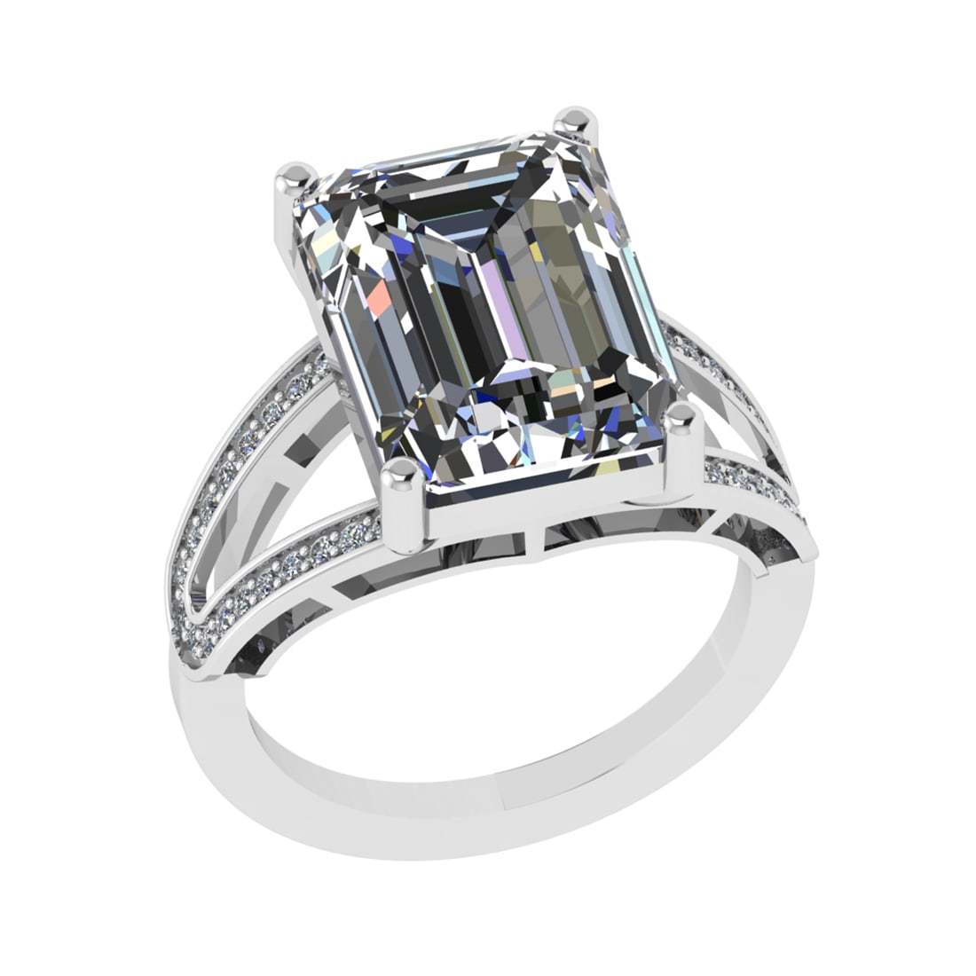 3.25 Ctw VS/SI1 Diamond 14k white Gold Engagement Ring (ALL DIAMOND ARE LAB: Center Daimond Weight :-3.00 Ctw ( Emerald Cut) Color : G-H Clarity : VS/SI1 Side Diamond Weight Of Ctw 0.25 Ctw Color : G-H Clarity : VS/SI1 Daimond Setting : Prong Metal Weight : Approx 4.91 gram 14