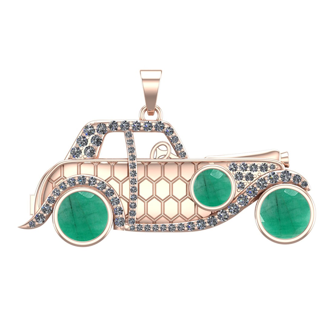 6.09 Ctw VS/SI1 Emeraldand Diamond Prong Set 14k Rose Gold Vintage Style Ca: Center Stone Weight :-4.84 Ctw ( Round Cut ) Center Stone Color :-Emerald Center Stone Setting : Prong Side Diamond Weight Of Ctw :- 1.25 Ctw Color : J-K Clarity : VS/SI1 Daimond Setting : Prong Metal