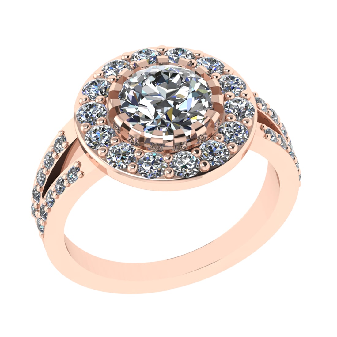 2.36 Ctw VS/SI1 Diamond Prong Set 18k Rose Gold Engagement Ring: Center Diamond Weight :-1.40 Ctw ( Round cut) Color :- G-H Clarity : VS/SI1 Center Stone Setting : Prong Side Diamond Weight Of Ctw 0.96 Ctw Color : G-H Clarity : VS/SI1 Stone Setting : Prong Metal We