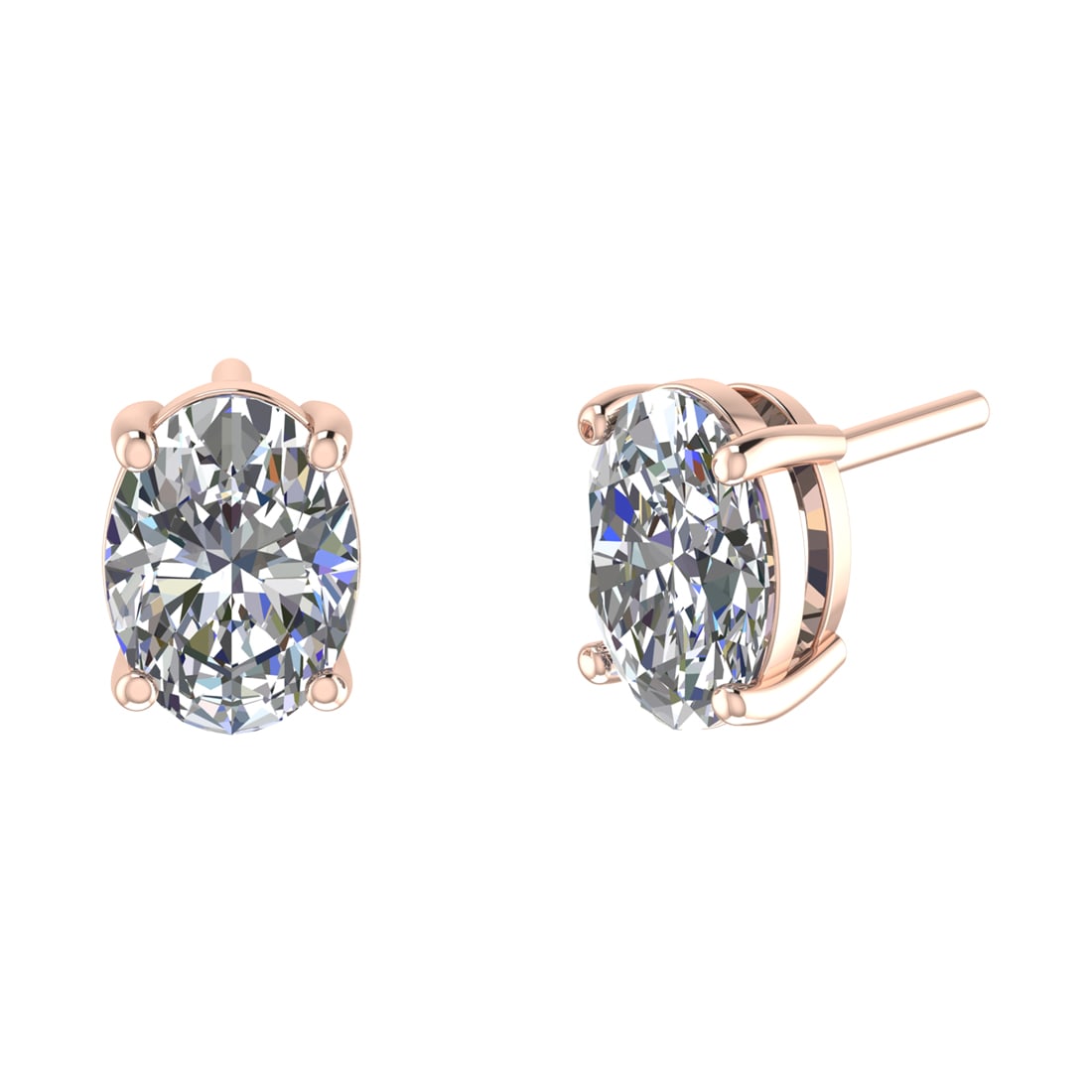 1.50 Ctw SI2/SI1 Diamond Prong Set 14k Rose Gold Stud Earrings (ALL DIAMOND (1 of 1)