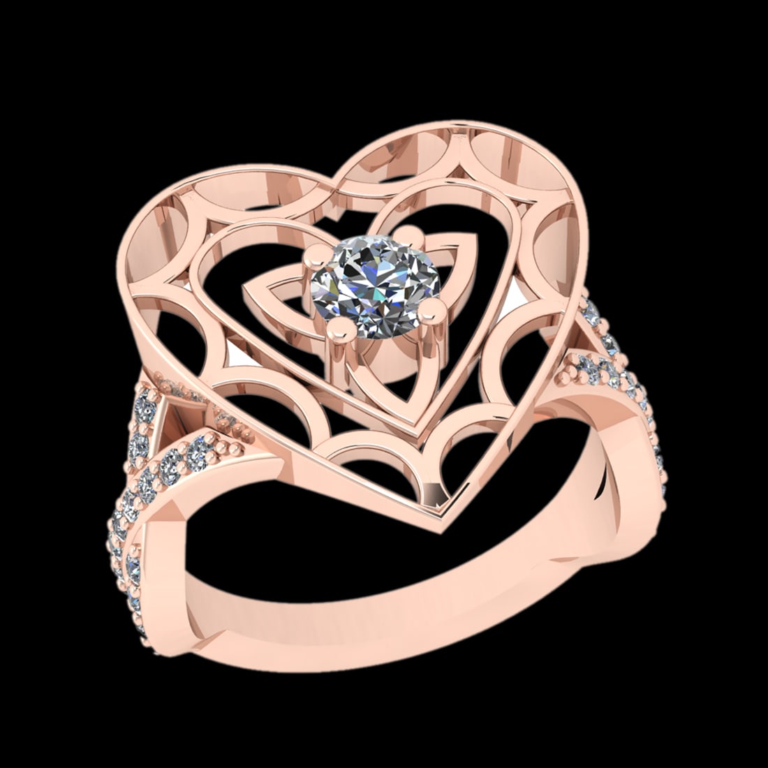 0.90 Ctw VS/SI1 Diamond Prong Set 10k Rose Gold Engagement Ring: Center Daimond Weight :-0.50 Ctw ( Round Cut) Color : J-K Clarity : VS/SI1 Side Diamond Weight Of Ctw 0.48 Ctw Color : J-K Clarity : VS/SI1 Daimond Setting : Prong Metal Weight : Approx 6.06 gram 10k