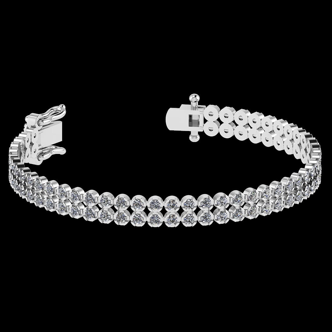 1.50 Ctw VS/SI1 Diamond 14K White Gold 2 Row Bracelet (ALL DIAMOND ARE LAB: Center Diamond Weight : 1.50 Ctw (Round Cut) Center Diamond Color :- J-K Center Clarity : VS/SI1 Stone Setting : Prong 14K White Gold 2 Row Bracelet Size -7 Inch (ALL DIAMOND ARE LAB GROWN ) #3SS73290
