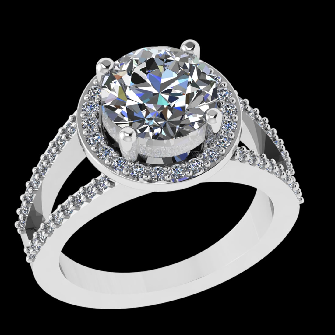 3.44 Ctw VS/SI1 Diamond Prong Set 10k white Gold Engagement Ring (ALL DIAMO: Center Daimond Weight :-2.75 Ctw ( Round Cut) Color : J-K Clarity : VS/SI1 Side Diamond Weight Of Ctw 0.69 Ctw Color : J-K Clarity : VS/SI1 Daimond Setting : Prong Metal Weight : Approx 6.06 gram 10k