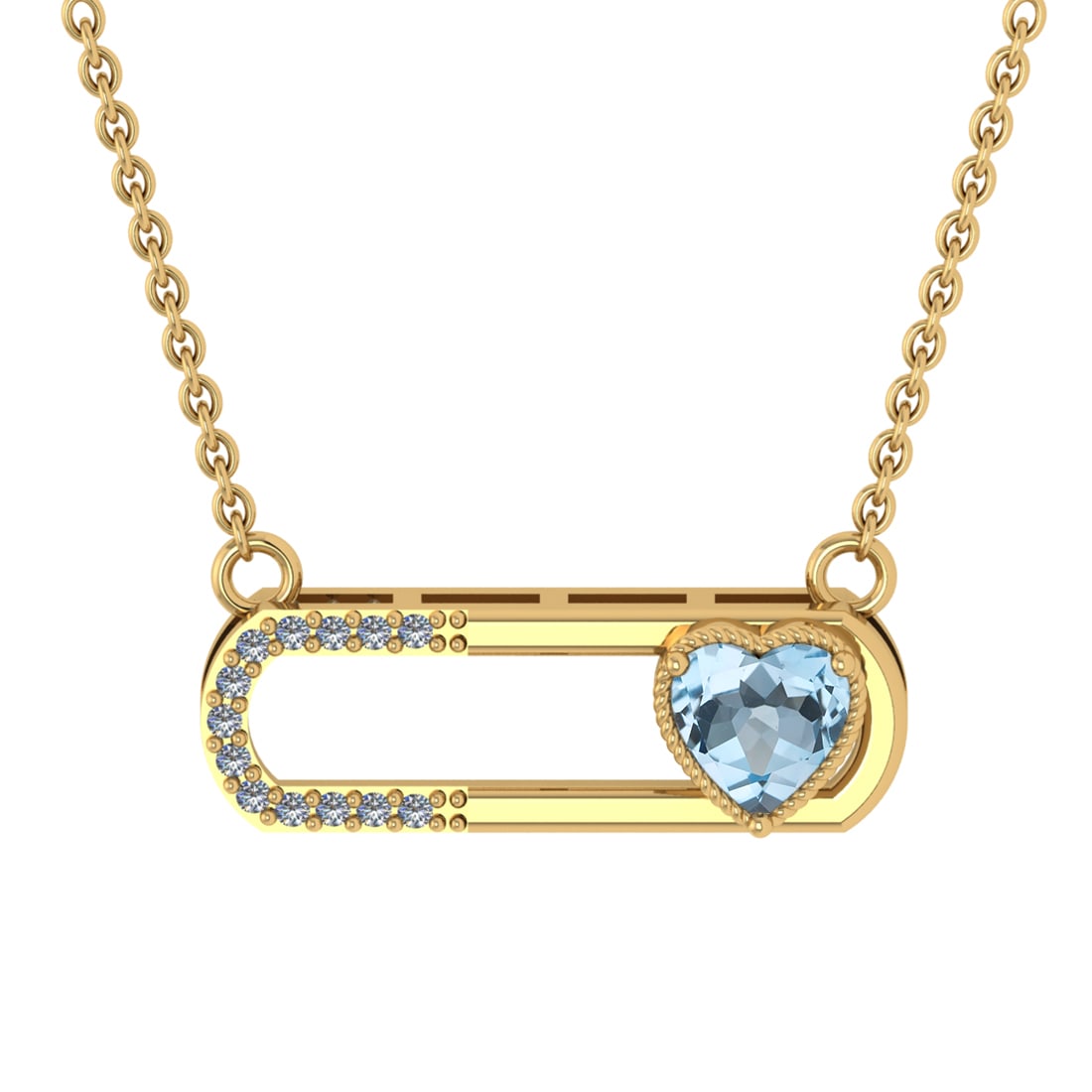0.56 Ctw VS/SI1 Blue Topaz and Diamond 10K Yellow Gold Pendant (ALL DIAMOND: Center Stone Weight :-0.50 Ctw ( Heart Cut) Center Stone Color :-Blue Topaz Center Stone Setting : Prong Side Diamond Weight Of Ctw 0.06 Ctw Color : J-K Clarity : VS/SI1 Stone Setting : Prong Metal We