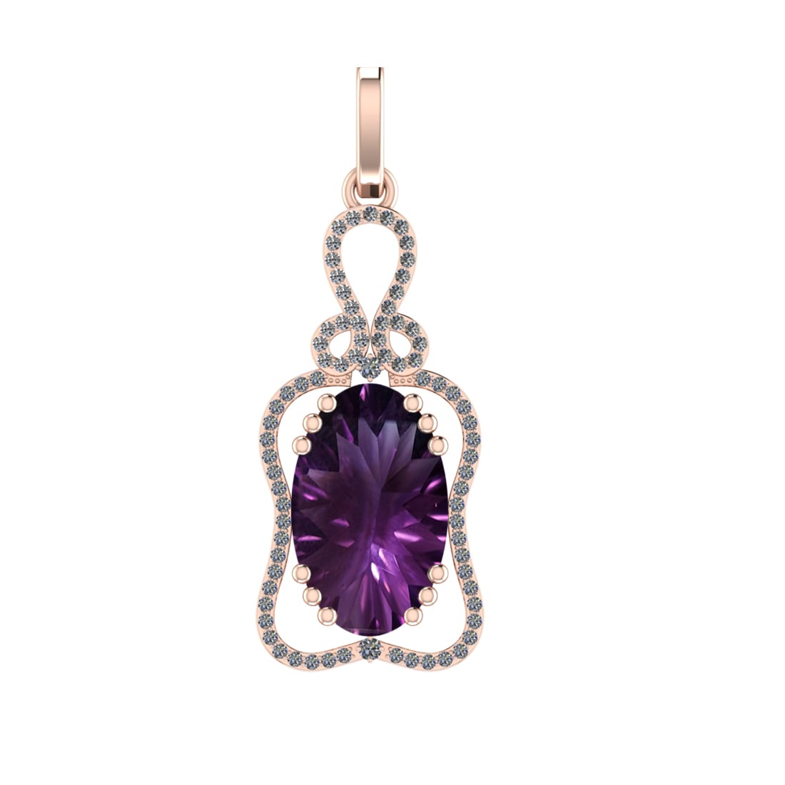 70.80 Ctw SI2/SI1 Tanzanite and Diamond Prong Set 14k Rose Gold Pendant (AL: Center Stone Weight :-67.89 Ctw ( Oval Cut) Center Stone Color :-Tanzanite Center Stone Setting : Prong Side Diamond Weight Of Ctw 2.91 Ctw Color : F-G Clarity : SI2/SI1 Stone Setting : Prong Metal We