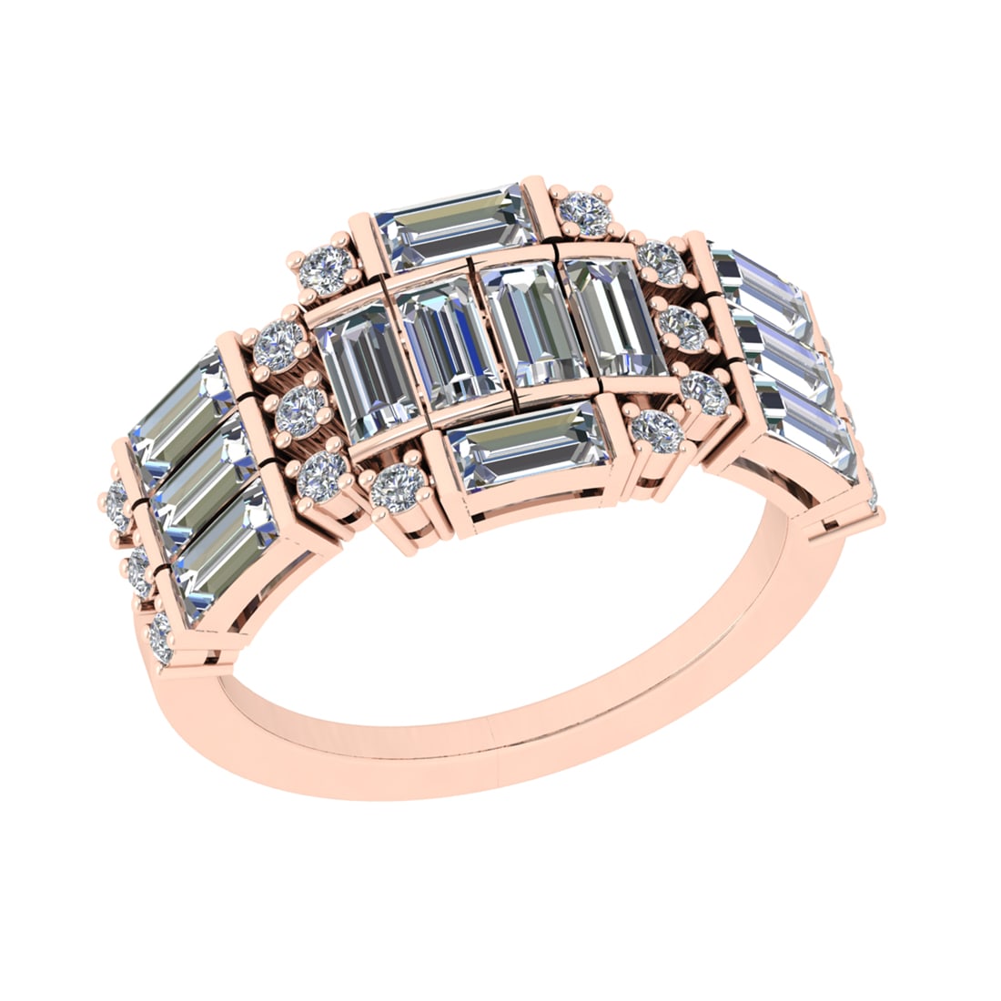 1.80 Ctw SI2/SI1 Diamond 14k Rose Gold Engagement Ring: Center Daimond Weight :-1.56 Ctw ( Bugutte Cut) Color : G-H Clarity : SI2/SI1 Side Diamond Weight Of Ctw 0.24 Ctw Color : G-H Clarity : SI2/SI1 Daimond Setting : Prong Metal Weight : Approx 4.33 gram