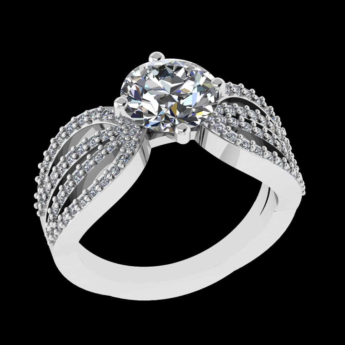 2.42 Ctw VS/SI1 Diamond Prong Set 18k white Gold Engagement Ring: Center Daimond Weight :-2.00 Ctw ( Round Cut) Color : G-H Clarity : VS/SI1 Side Diamond Weight Of Ctw 0.42 Ctw Color : G-H Clarity : VS/SI1 Daimond Setting : Prong Metal Weight : Approx 6.48 gram 18k