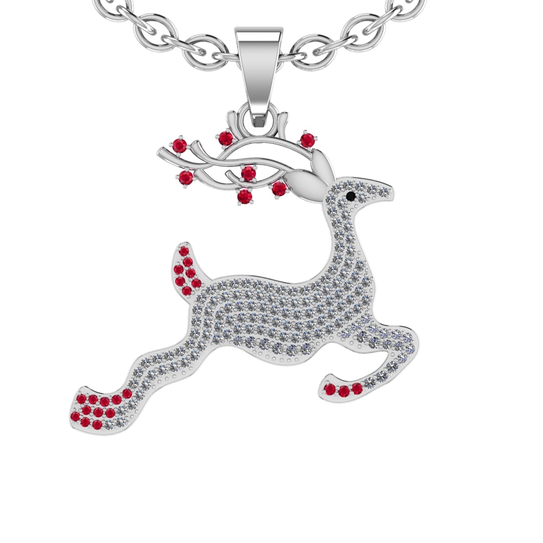 0.92 Ctw VS/SI1 Ruby and Diamond 14K White Gold Hip Hop theme Necklace (ALL: Eye Stone Weight :- 0.01 ctw Eye Stone Color :-Treated Fancy black diamond Color Stone Weight :-0.20 Ctw ( Round cut) Stone Color :-Ruby Stone Setting : Prong Side Diamond Weight Of Ctw 0.71 Ctw Color