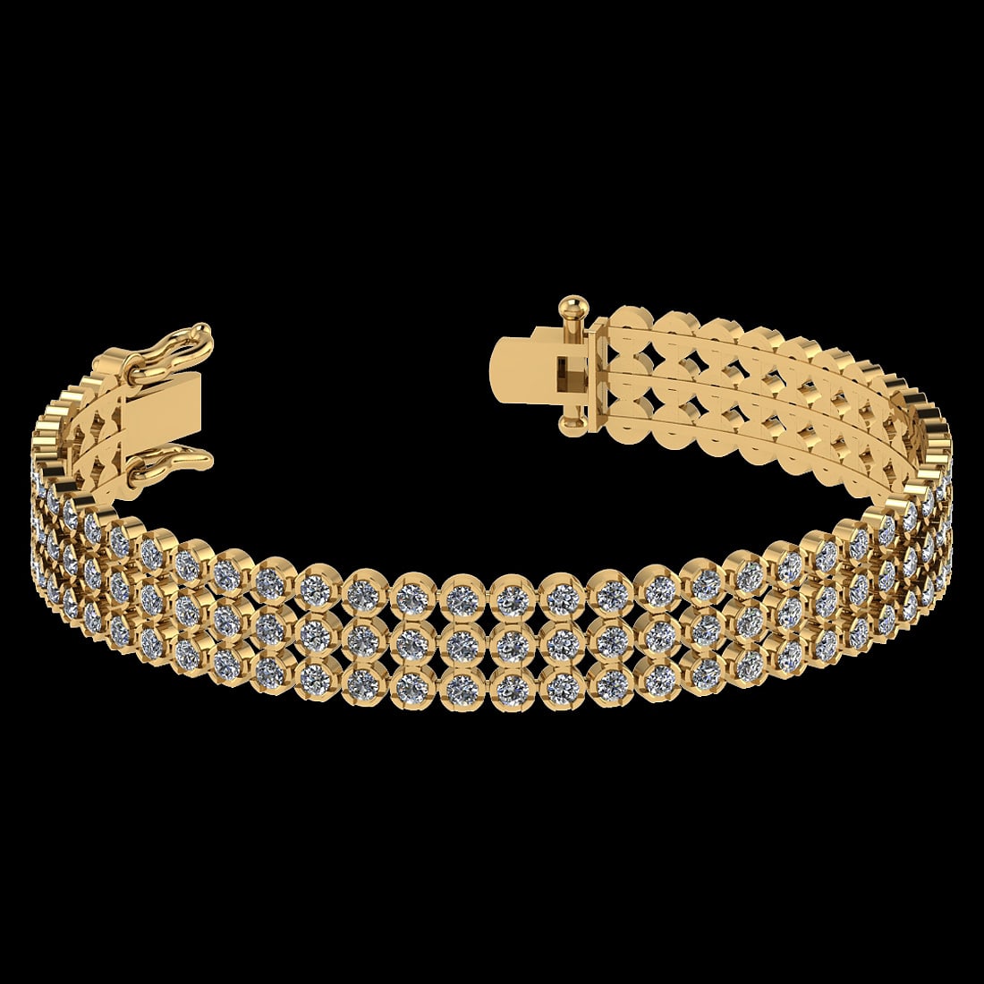5.13 Ctw VS/SI1 Diamond 14K Yellow Gold Bracelet (ALL DIAMOND ARE LAB GROWN: Center Diamond Weight : 5.13 Ctw (Round Cut) Center Diamond Color :- J-K Center Clarity : VS/SI1 Stone Setting : Prong 14K Yellow Gold Bracelet Size -7 Inch (ALL DIAMOND ARE LAB GROWN ) #3SS73312v14