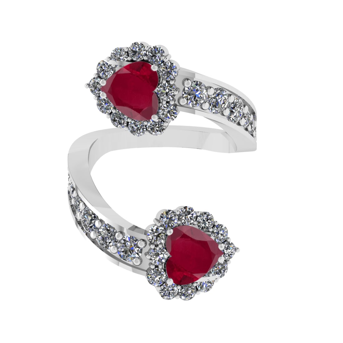 4.24 Ctw VS/SI1 Ruby and Diamond14K White Gold Engagement Ring (1 of 1)