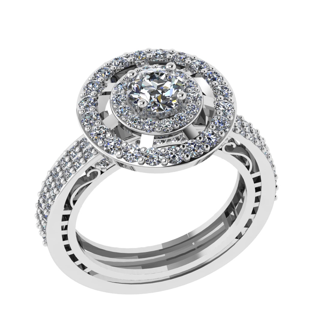 2.13 Ctw VS/SI1 Diamond 14K White Gold Engagement Ring (ALL DIAMOND ARE LAB: Center Diamond Weight : 0.80 Ctw ( Round Cut) Center Diamond Color :-J-K Center Stone Setting : Prong Clarity : VS/SI1 Total Weight Of Ctw 1.33 Ctw Color : J-K Clarity : VS/SI1 Stone Setting : Prong