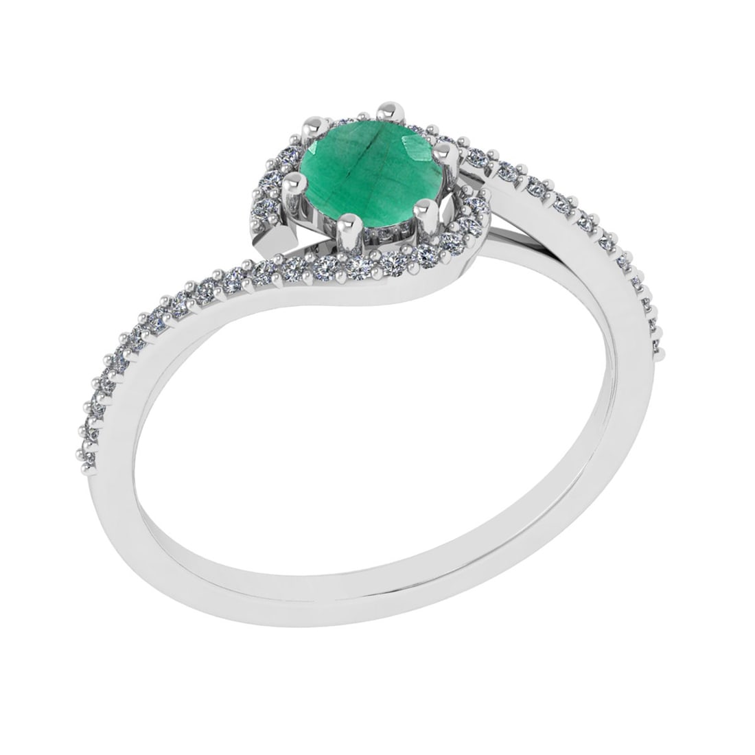 0.69 Ctw VS/SI1 Emerald and Diamond 14K White Gold Engagement Ring (ALL DIA (1 of 2)
