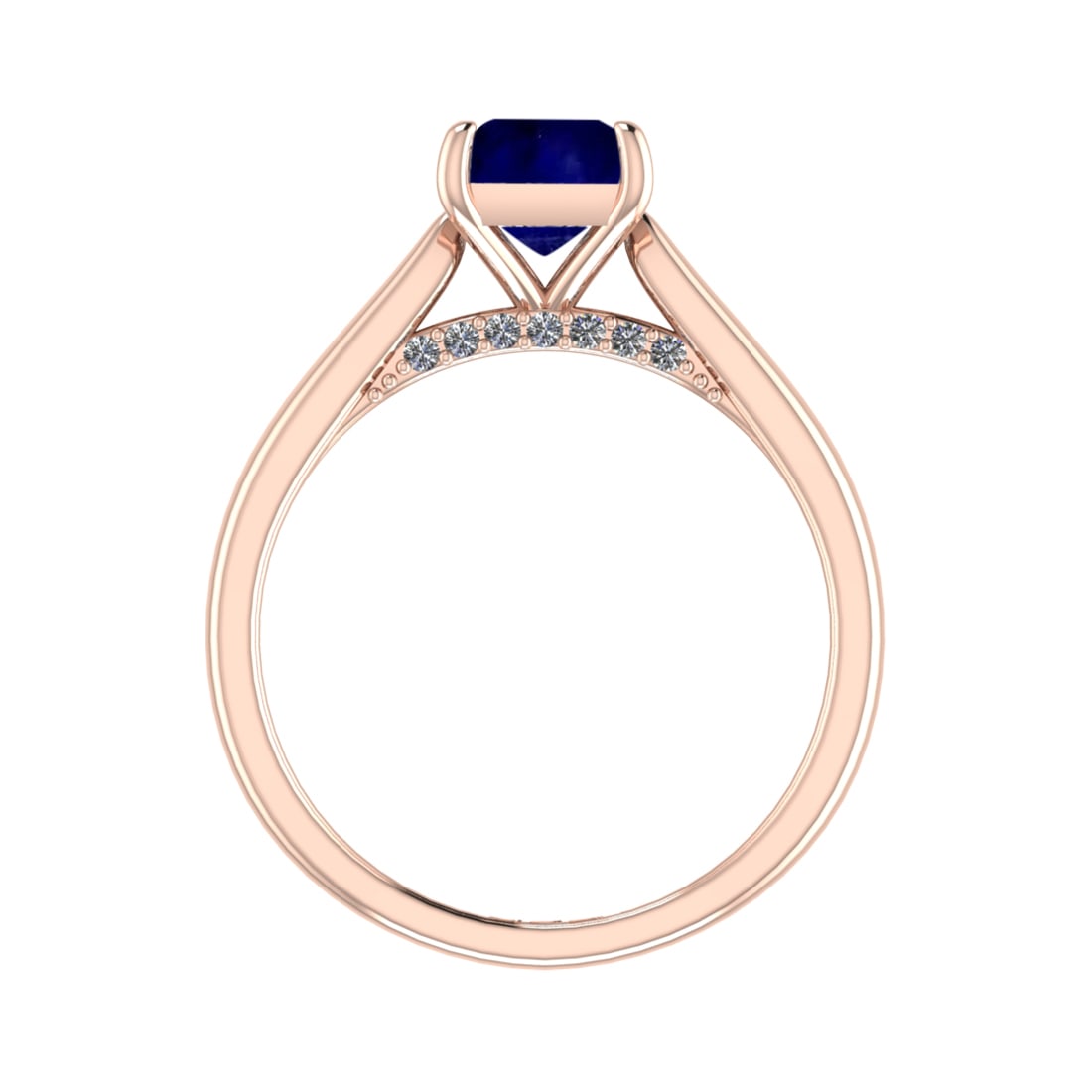 0.82 Ctw VS/SI1 Blue Sapphire and Diamond 14k Rose Gold Engagement Ring (AL: Center Stone Weight :-0.75 Ctw ( Princess Cut) Center Stone Color :-Blue Sapphire Center Stone Setting : Prong Side Diamond Weight Of Ctw :- 0.07 Ctw Color : J-K Clarity : VS/SI1 Daimond Setting : Pro