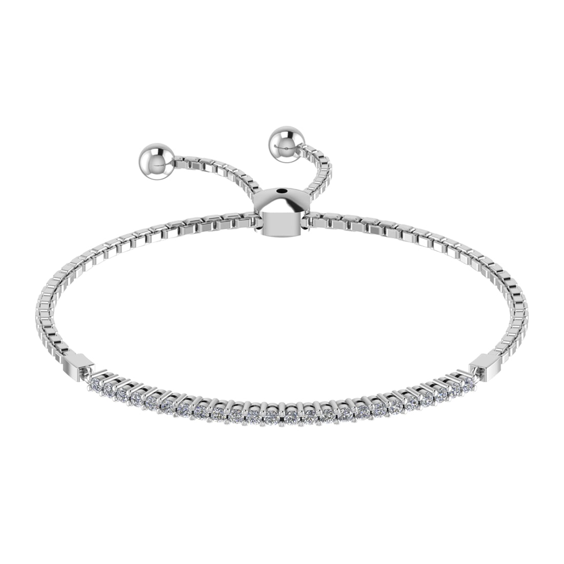 0.52 Ctw SI2/SI1 Diamond Prong Set 14k white Gold Tennis Slide Bracelet (1 of 1)