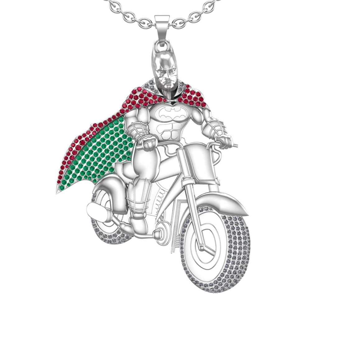 2.52 Ctw VS/SI1 Emerald ,Ruby And Diamond 14K White Gold Necklace (ALL DIAM: Center Stone Weight : 1.62 Ctw ( Round Cut ) Center Stone Color : Emerald ,Ruby Stone Setting : Prong Side Diamond Weight Of Ctw 0.90 Ctw Side Stone Color : J-K Stone Clarity : VS/SI1 Stone Setting :