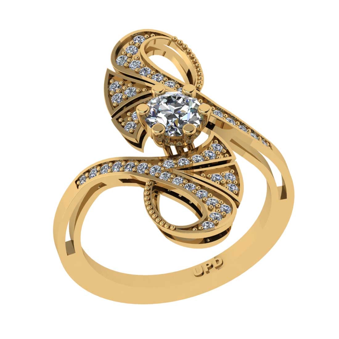 0.73 Ctw VS/SI1 Diamond 10K Yellow Gold Engagement Halo Ring (1 of 2)