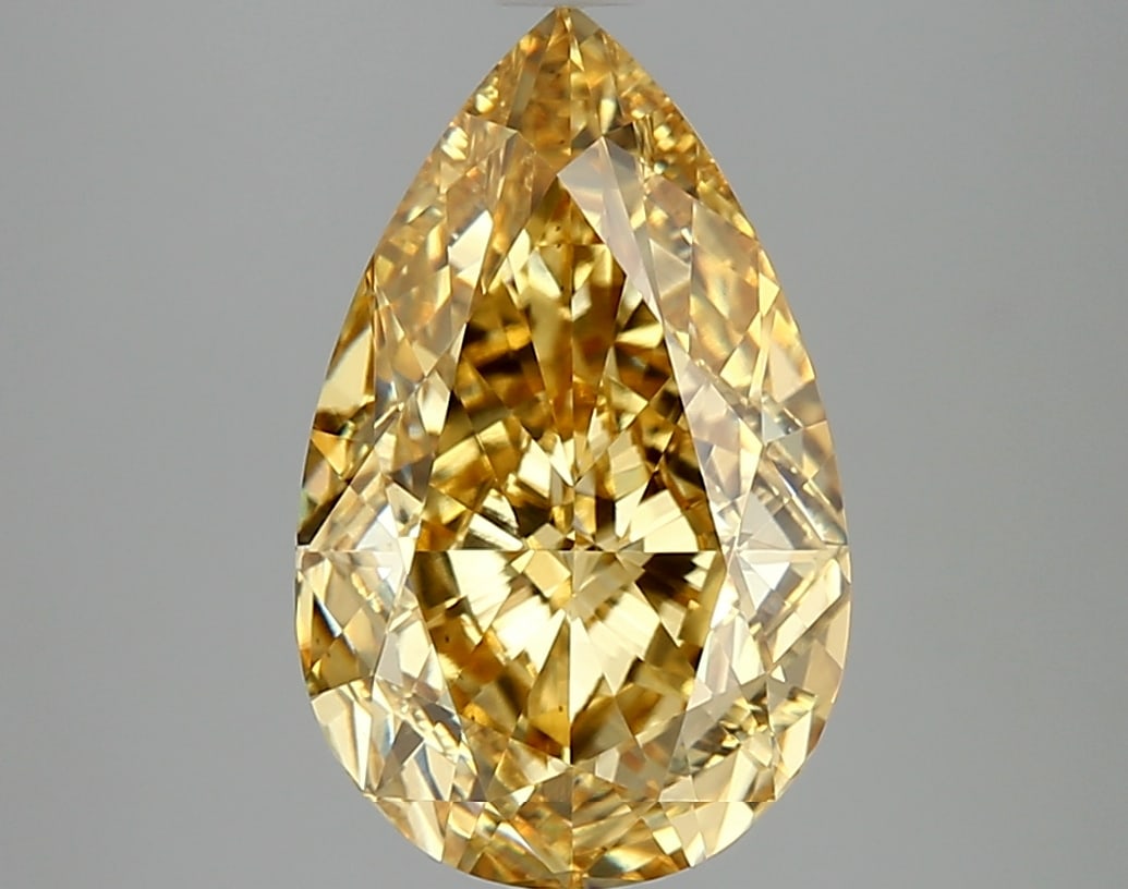 4.42ct Pear Cut Lab Grown Diamond: IGI CertifiedPearCut Loose Diamond (LAB GROWN) - Weight:4.42 ctw; Color: Fancy Vivid Yellow; Clarity: VS1 #3SS98694v15