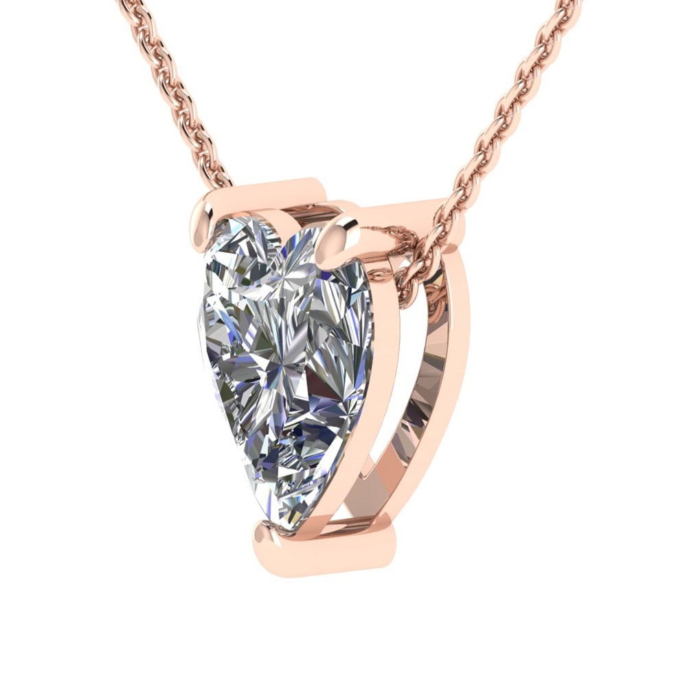 1.50 Ctw SI1/SI2 Diamond Prong Set 14K Rose Gold Solitaire Pendant: Total Daimond Weight :-1.50 Ctw (Heart Cut) Color : G-H Clarity : SI1/SI2 Setting : Prong Metal Weight : Approx 2.70 gram 14K Rose Gold Solitaire Necklace (ALL DIAMOND ARE LAB GROWN ) #3SS96750v15