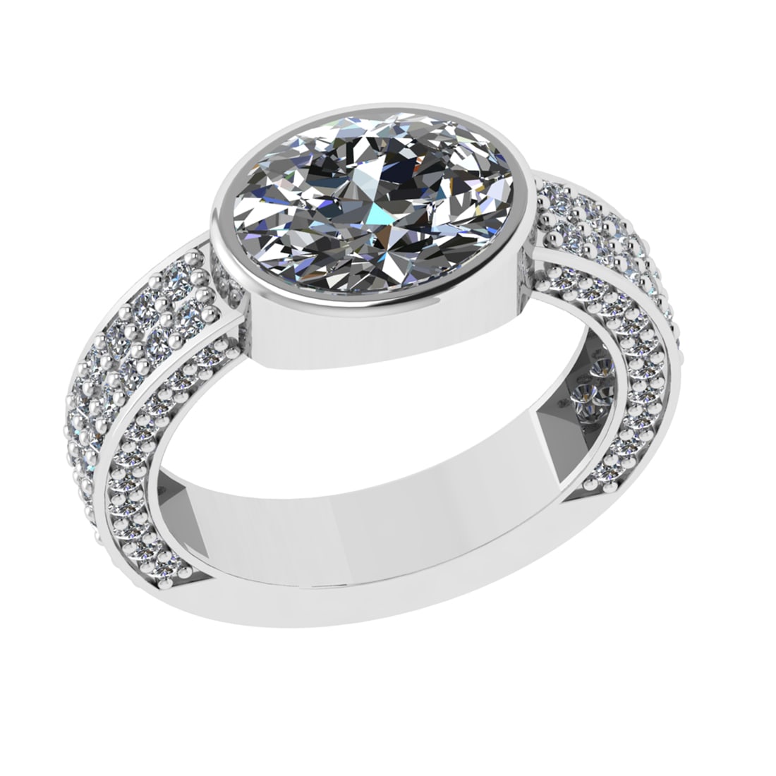 2.96 Ctw VS/SI1 Diamond 14k white Gold Engagement Ring: Center Daimond Weight :-2.00 Ctw ( Oval Cut) Color : G-H Clarity : VS/SI1 Side Diamond Weight Of Ctw 0.96 Ctw Color : G-H Clarity : VS/SI1 Daimond Setting : Prong Metal Weight : Approx 5.48 gram 14k W