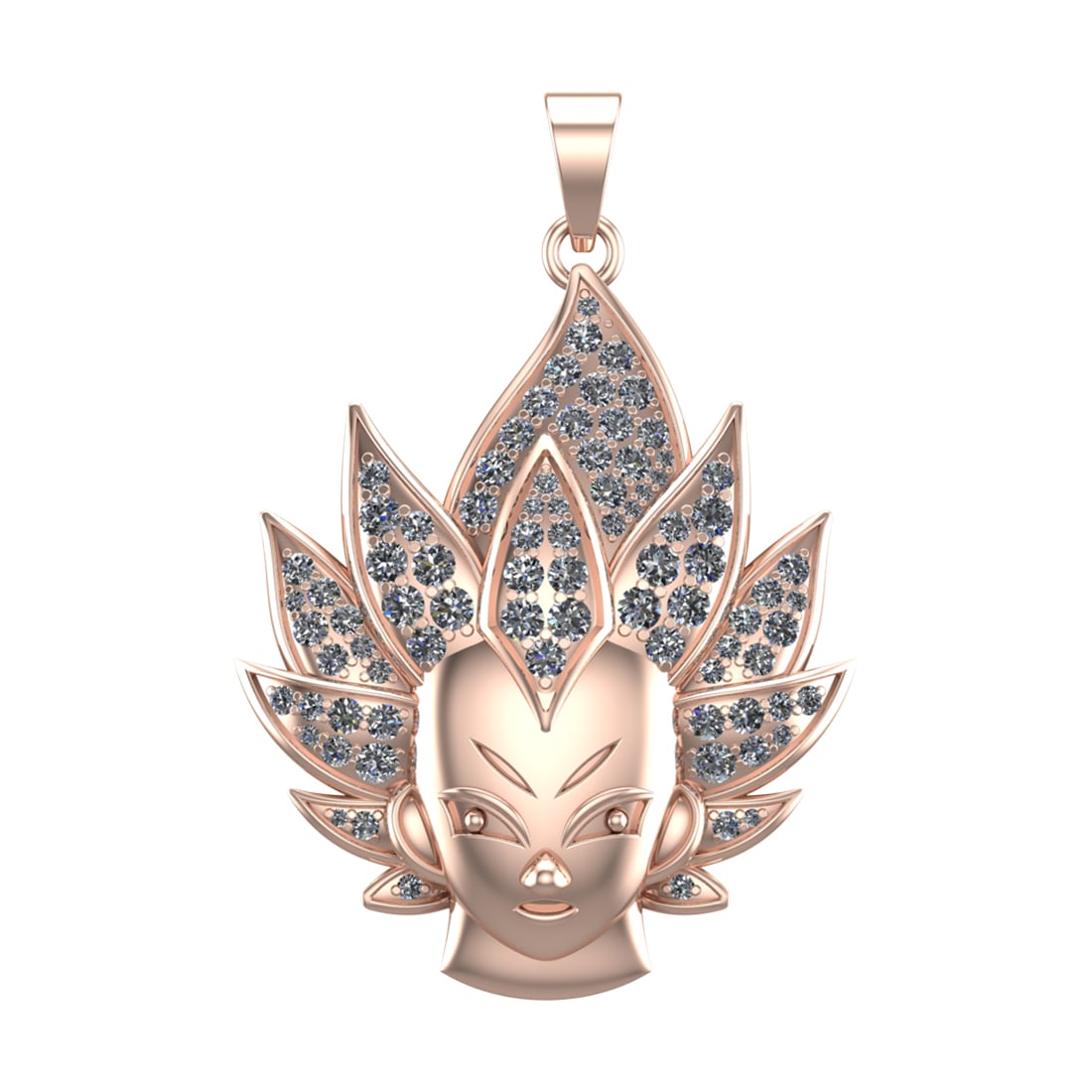 2.40 Ctw SI2/SI1 Diamond Prong Set 14k Rose Gold Anime Theme Pendant (ALL D: Total Daimond Weight :-2.40 Ctw Color : G-H Clarity : SI2/SI1 Setting : Prong Metal Weight : Approx 47.37 gram 14k Rose Gold Anime Theme Pendant (ALL DIAMOND ARE LAB GROWN ) #3SS96480v15