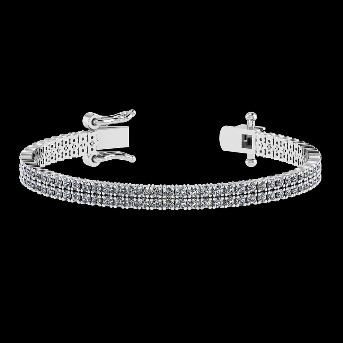 3.48 Ctw VS/SI1 Diamond 14K White Gold 2 Row Bracelet (ALL DIAMOND ARE LAB: Center Diamond Weight : 3.48 Ctw (Round Cut) Center Diamond Color :- J-K Center Clarity : VS/SI1 Stone Setting : Prong 14K White Gold 2 Row Bracelet Size -7 Inch (ALL DIAMOND ARE LAB GROWN )
