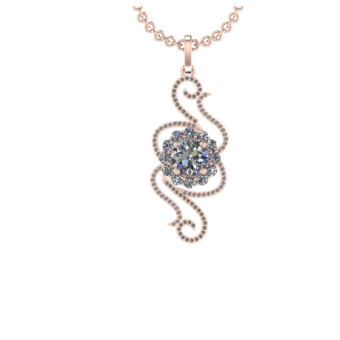 3.20 Ctw VS.SI1 (ALL DIAMOND ARE LAB GROWN ) Diamond 14k Rose Gold Necklace: Center Daimond Weight :-2.00 Ctw ( Round Cut) Color : G-H Clarity : VS.SI1 (ALL DIAMOND ARE LAB GROWN ) Side Diamond Weight Of Ctw 1.20 Ctw Color : G-H Clarity : VS.SI1 (ALL DIAMOND ARE LAB GROWN ) Da