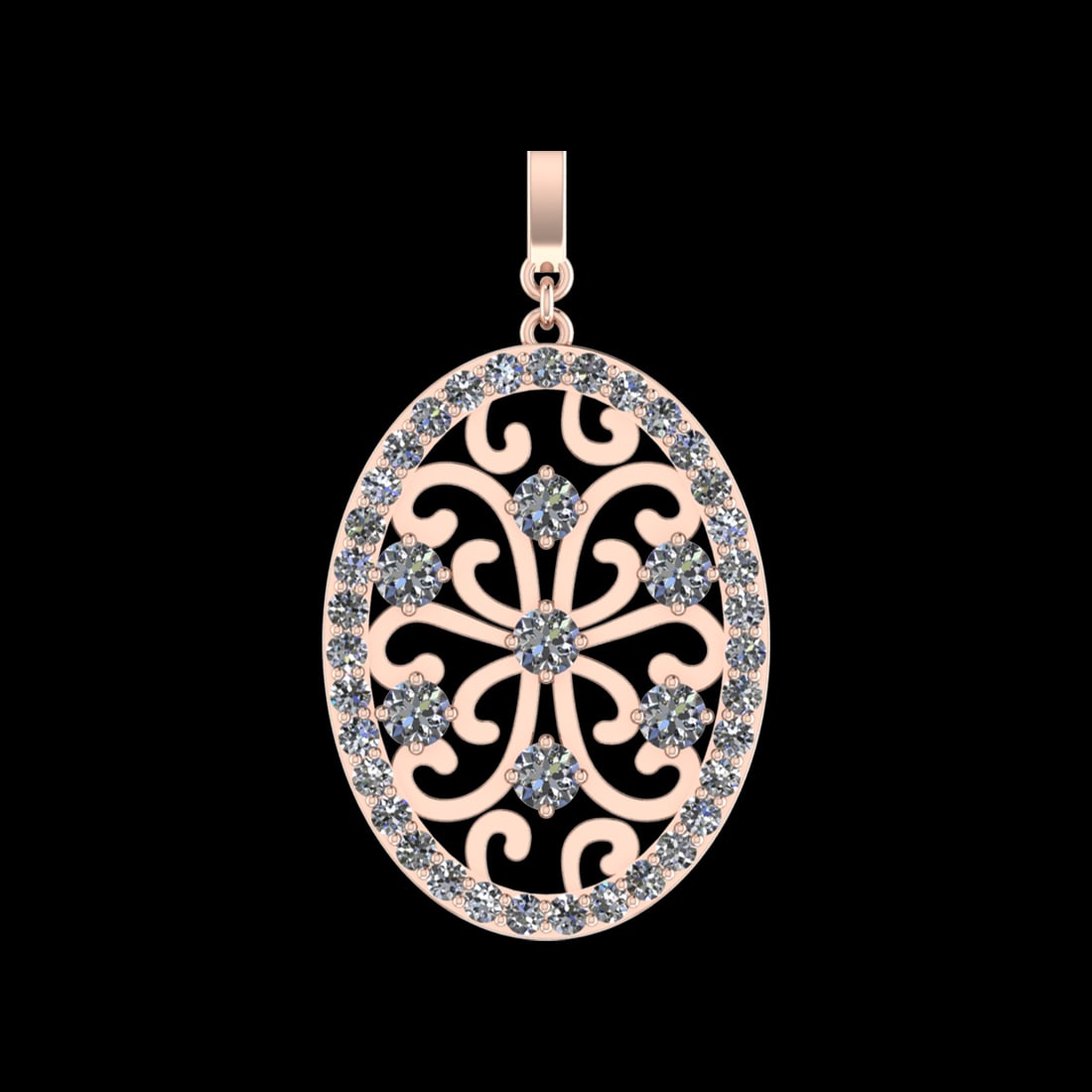 1.64 Ctw VS/SI1 Diamond Prong Set 10k Rose Gold Pendant (ALL DIAMOND ARE LA: Center Daimond Weight :-0.77 Ctw ( Round Cut) Color : J-K Clarity : VS/SI1 Side Diamond Weight Of Ctw 0.87 Ctw Color : J-K Clarity : VS/SI1 Daimond Setting : Prong Metal Weight : Approx 5.64 gram 10k