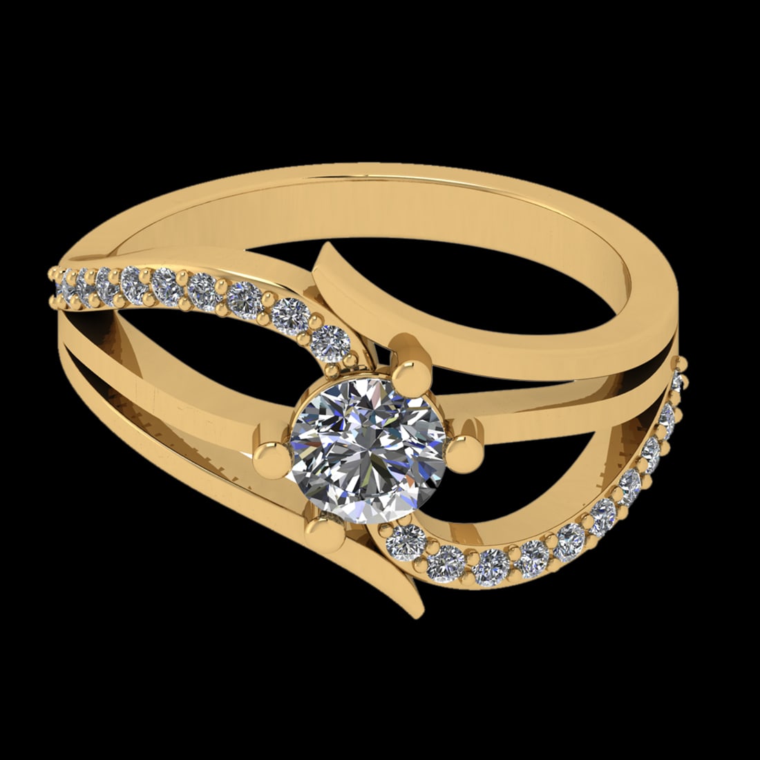 0.72 Ctw SI1/SI2 Diamond 10k Yellow Gold Engagement Ring (ALL DIAMOND ARE L (1 of 1)
