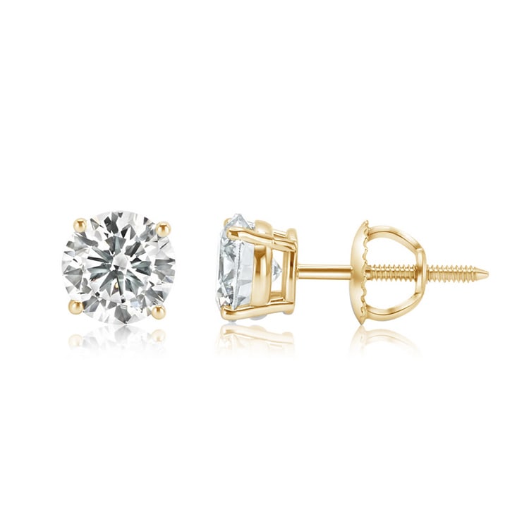 3.25 ctw 14k Yellow Gold 4 Prong Basket Screwback Round Stud: Shape: Round ;Metal Type: 14k Yellow Gold ;Style: 4 Prong Basket Screwback ;Color: F-G ;Clarity: SI (ALL DIAMOND ARE LAB GROWN ) ;Total Carat Weight: 3.25 #3SS15203v15