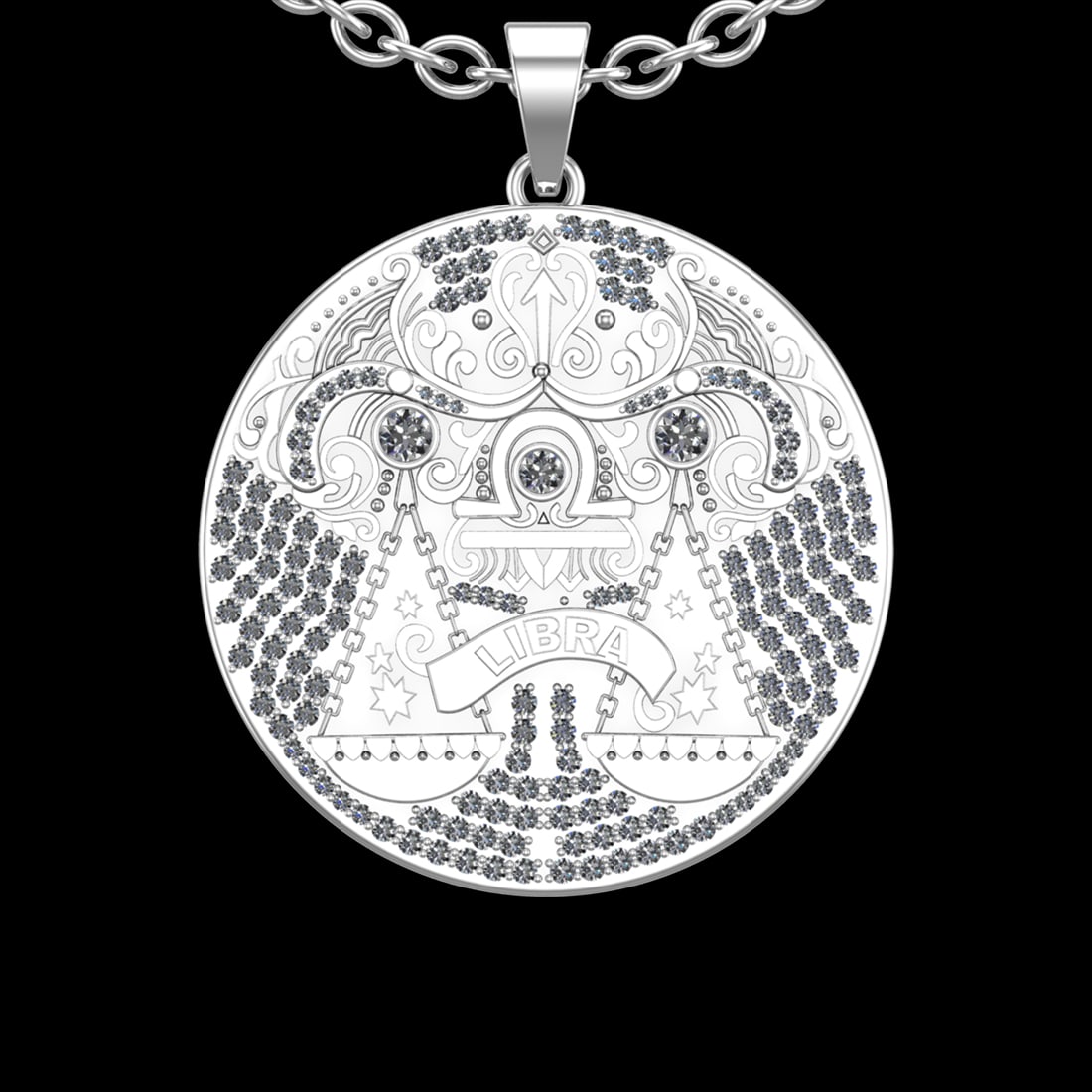 2.22 Ctw VS/SI1 Diamond 10K White Gold Sodiac Sign theme Pendant (ALL DIAMO: Total Diamond Weight :-2.22 Ctw (Round cut) Color :- J-K Clarity : VS/SI1 Setting : Prong Metal Weight : Approx 18.90gram 10K White Gold Sodiac Sign theme Pendant (ALL DIAMOND ARE LAB GROWN ) #3SS6980